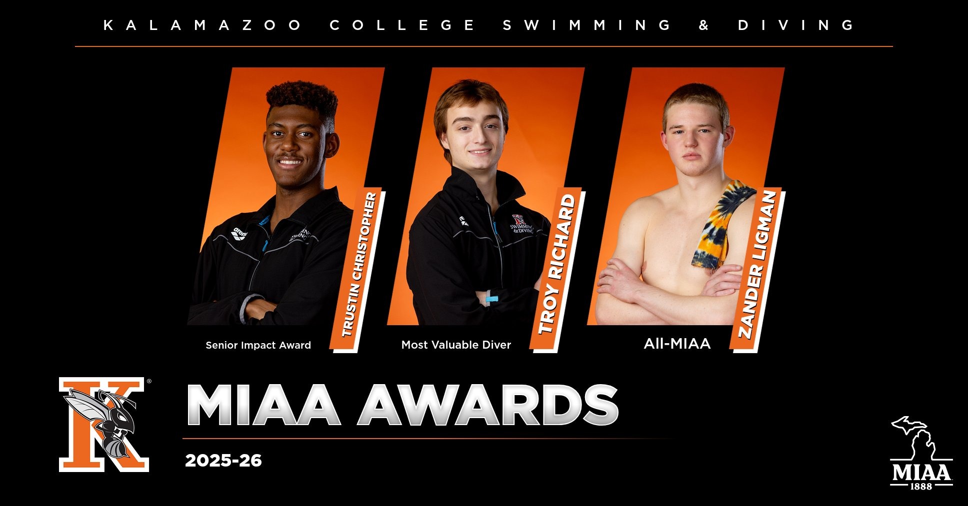 2025-26 Men's Swimming and Diving MIAA Awards Graphic