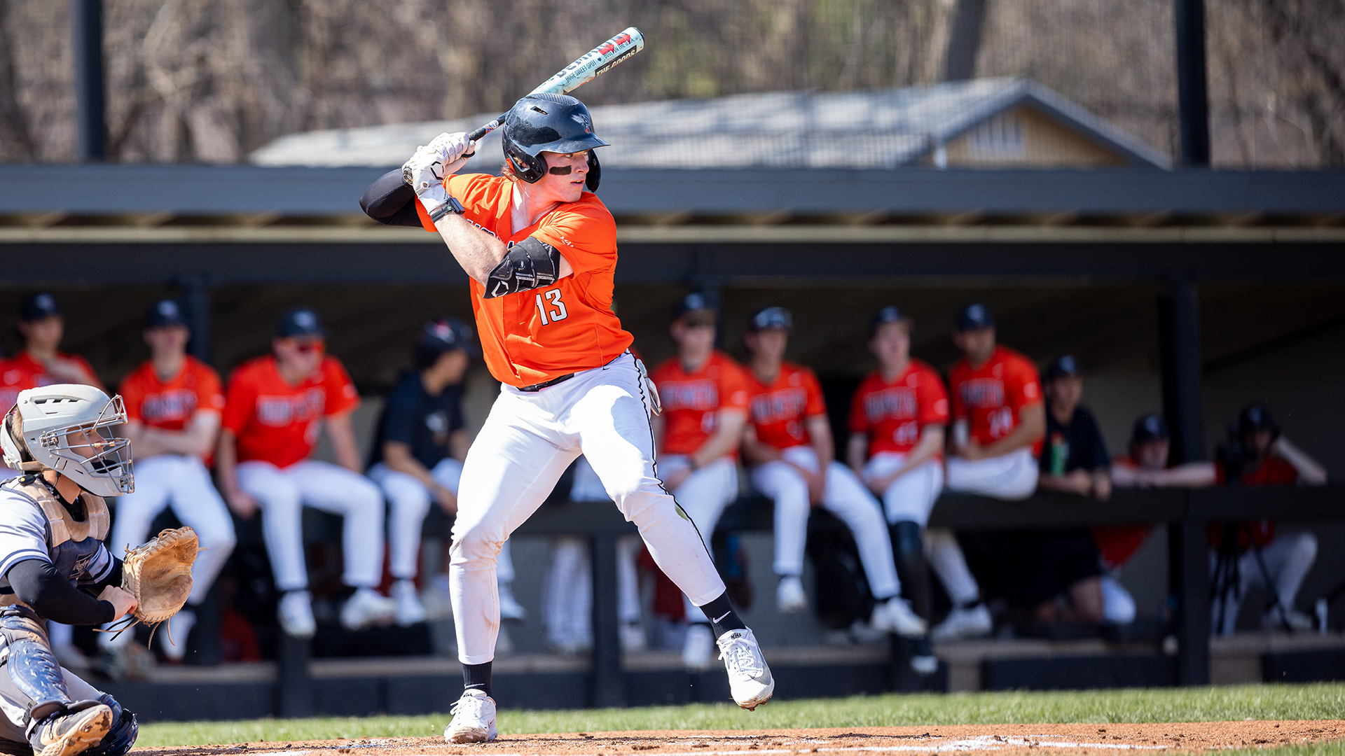 Caleb Moore playing baseball