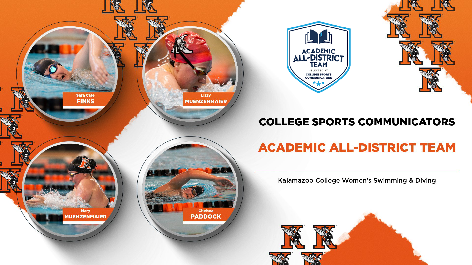 Kalamazoo College Women's Swimming and Diving Academic All-District 2026 Honorees
