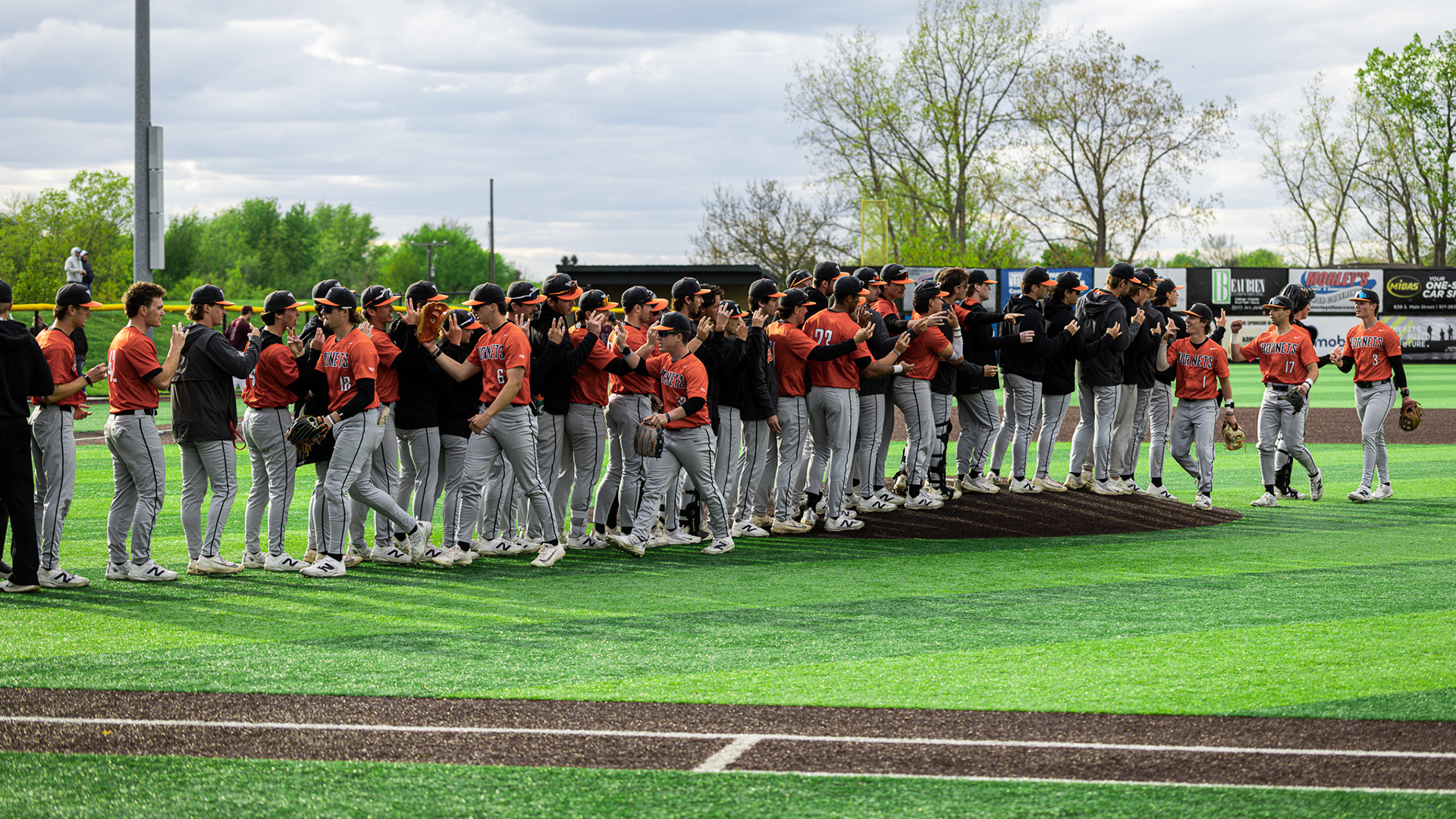 The Kalamazoo College Baseball Team celebrating a win