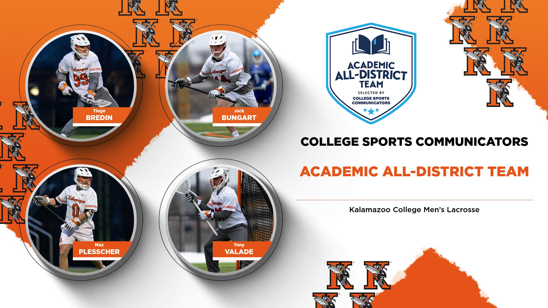 Kalamazoo College Men's Lacrosse had four student-athletes earn Academic All-District honors in 2026