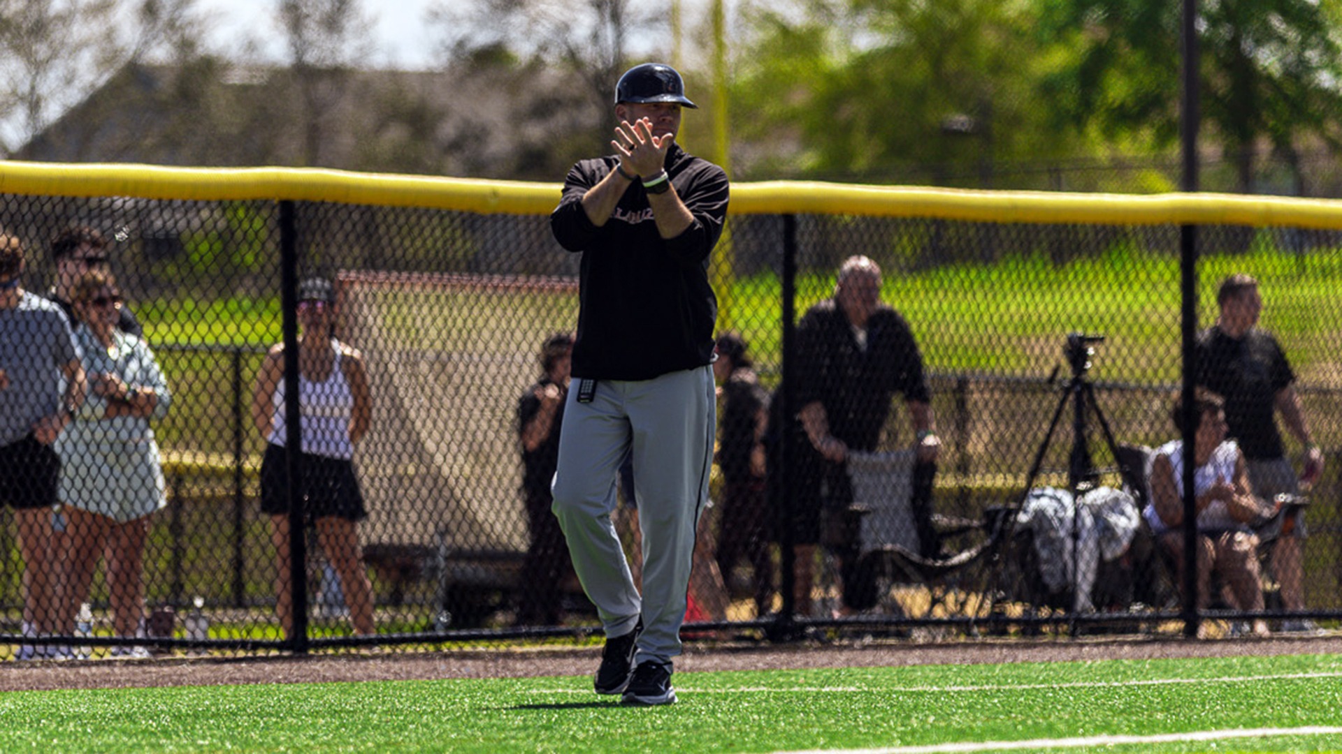 Mike Ott, Kalamazoo College Baseball Head Coach, Clapping in Third Base Coach Box