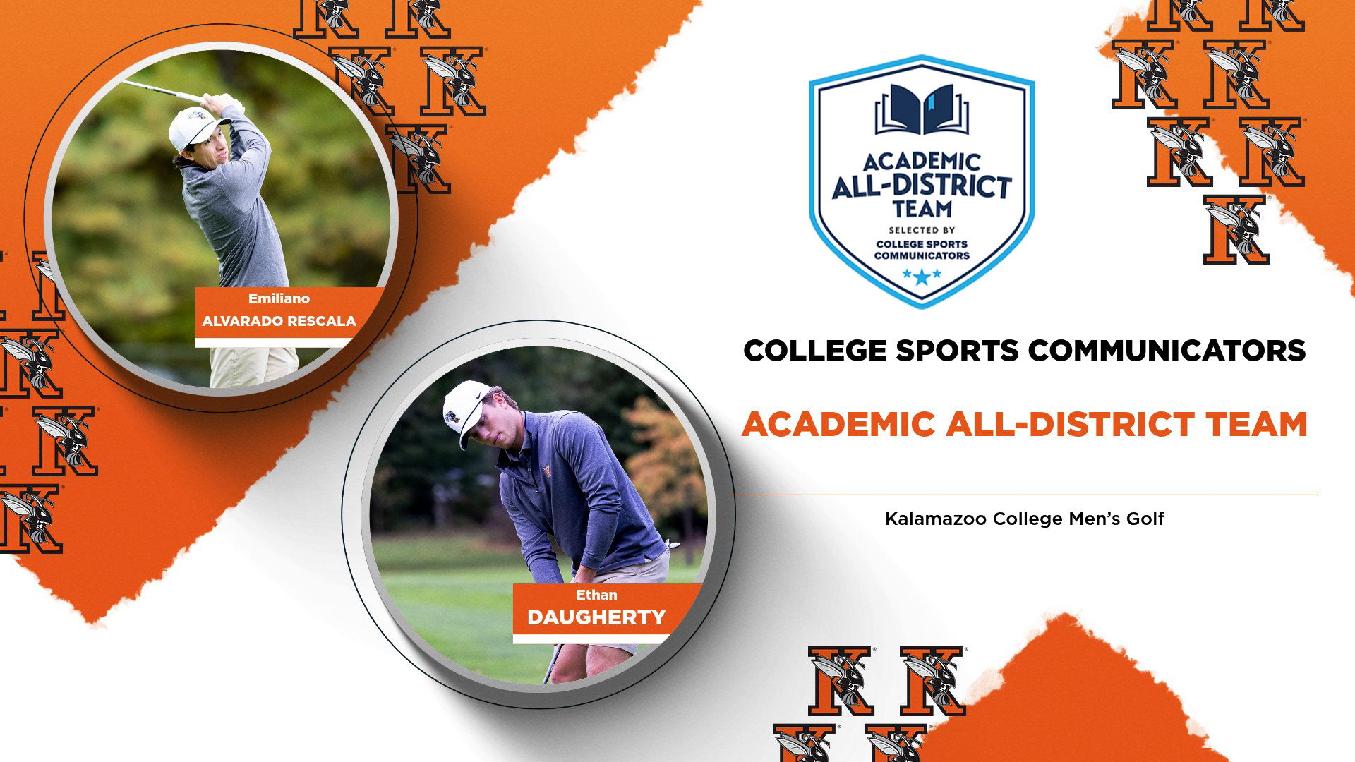 Kalamazoo College Men's Golf earned two Academic All-District awards in 2026
