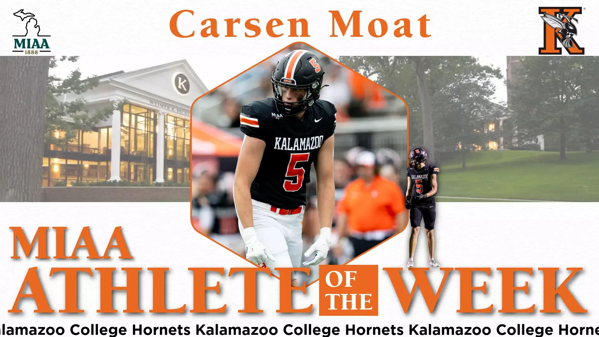 Carsen Moat was named MIAA Football Special Teams Player of the Week on September 21, 2026