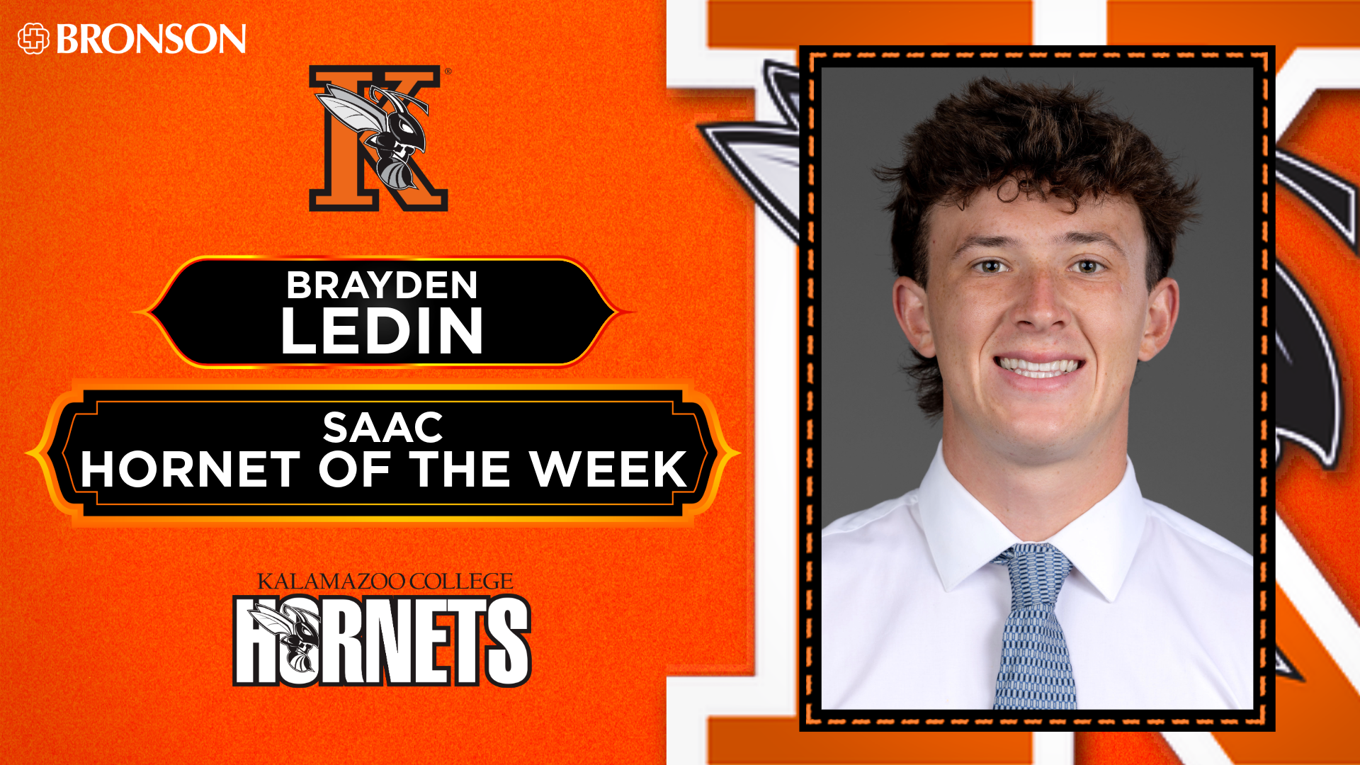 Brayden Ledin Hornet of the Week Graphic