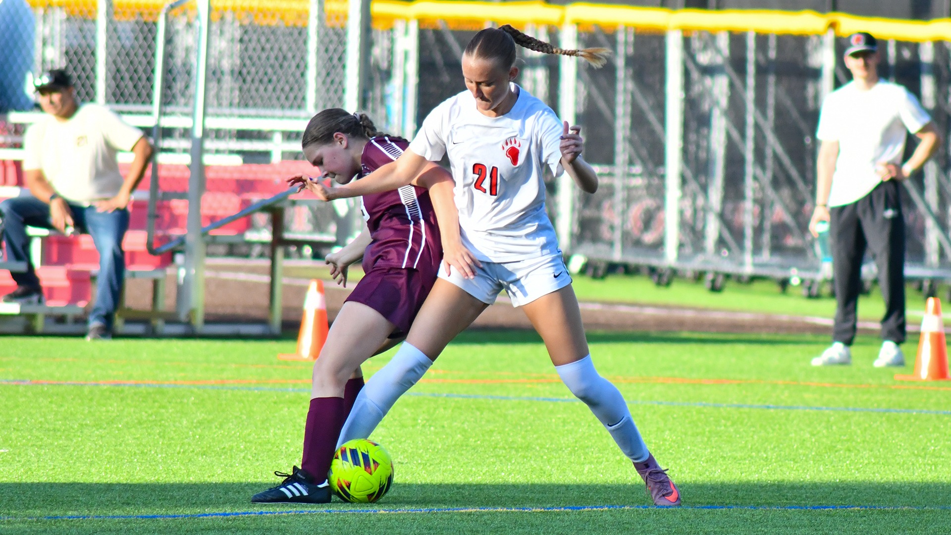 Maggie Balas wins possession against Concordia University Chicago