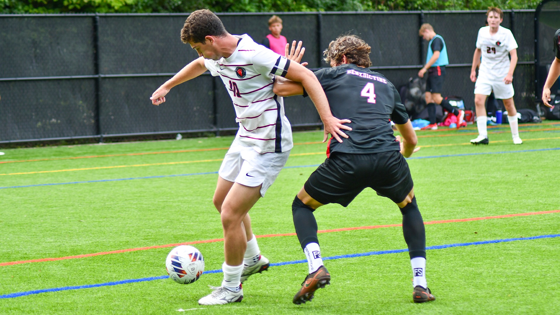 Gustavo Machado dribbles the ball against Benedictine