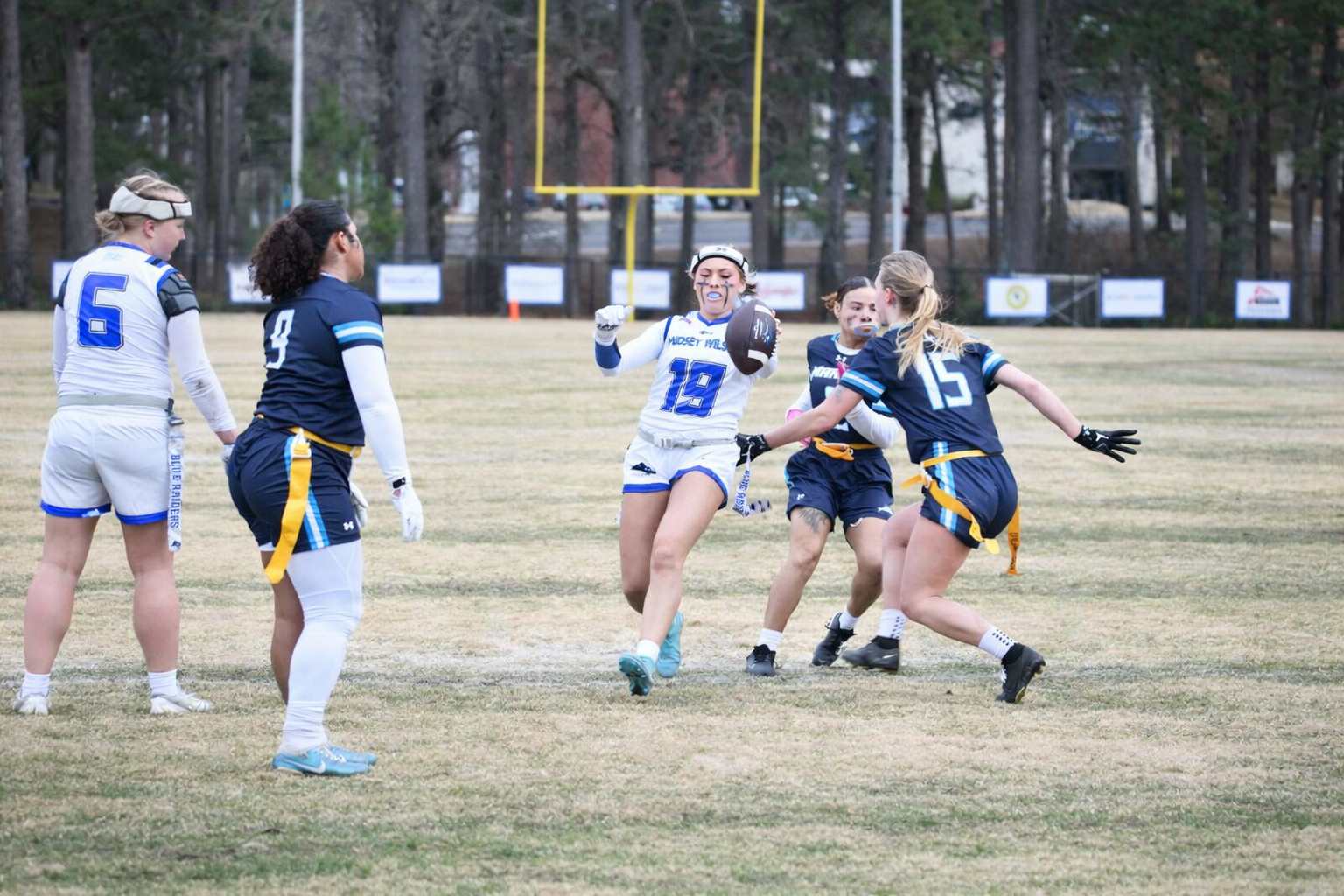 022826 Flag Football Vs. Hollins & Ferrum Recap Graphic