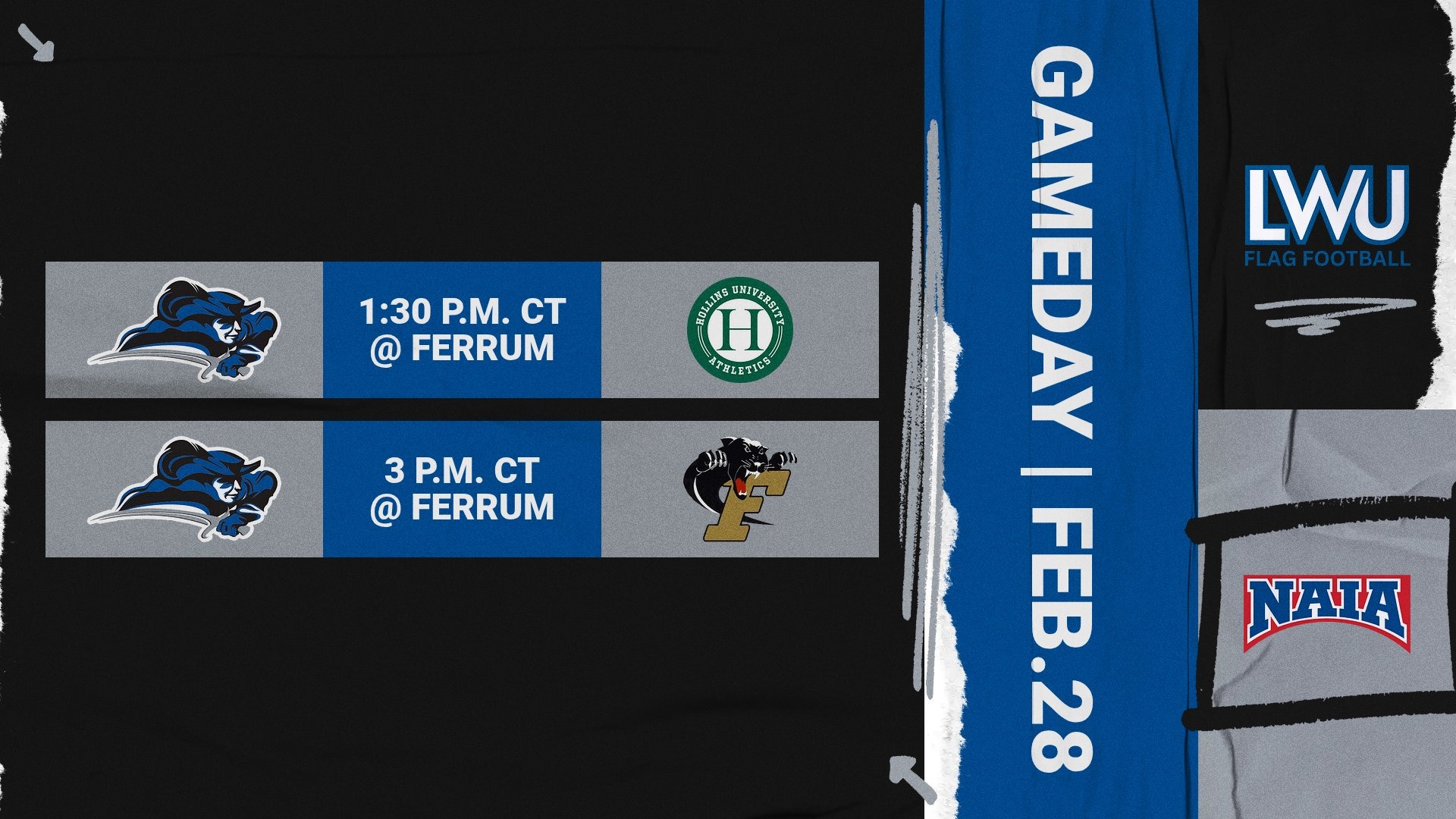 022826 flag vs hollins and ferrum preview graphic