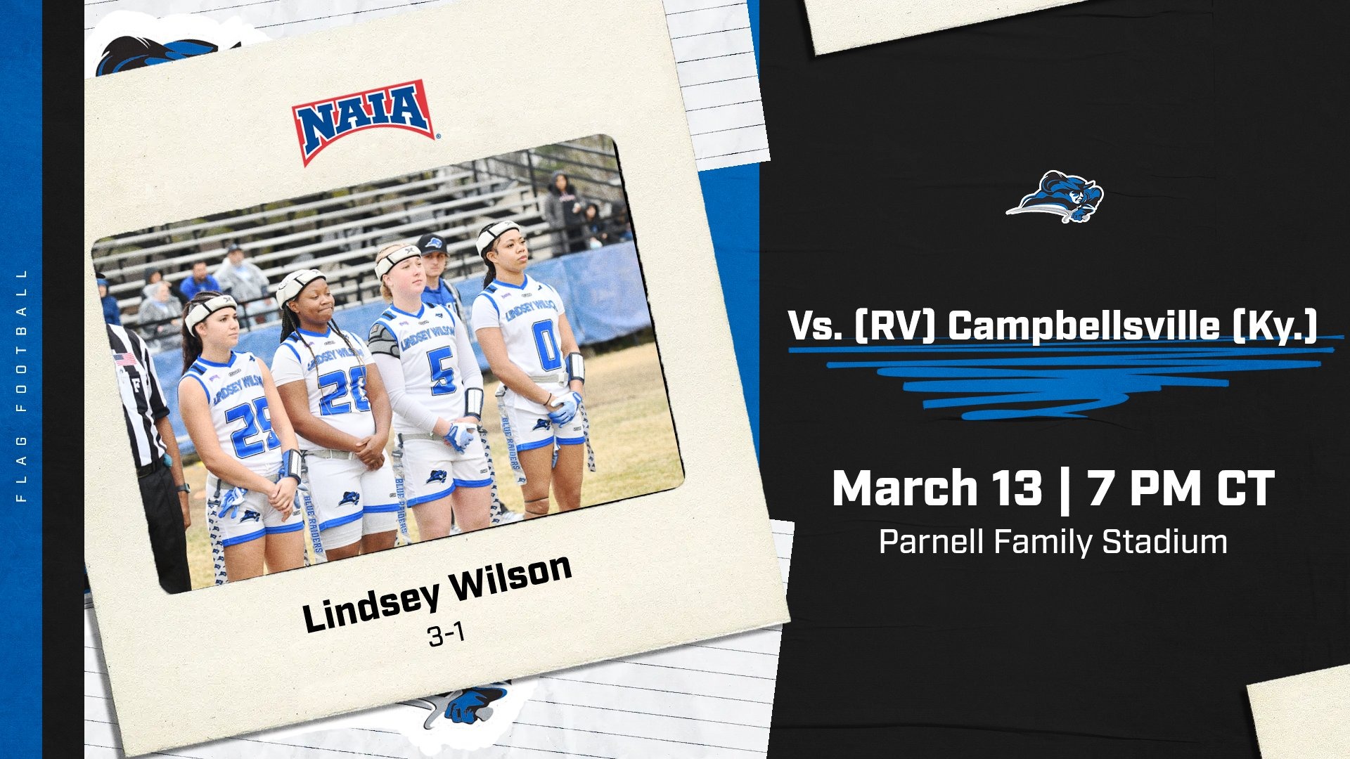 031326 Flag Football Vs. C-Ville Preview Graphic