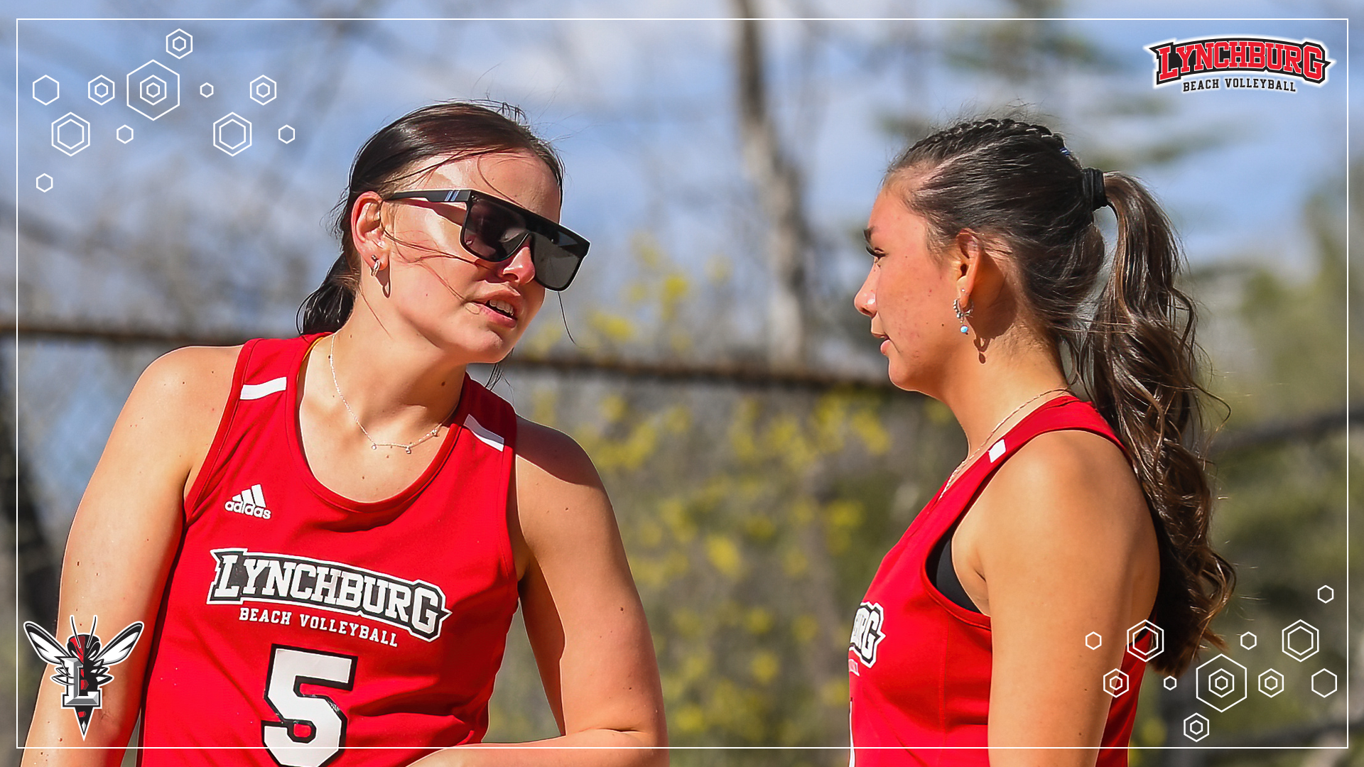 Beach volleyball splits the day with Richard Bland and Liberty