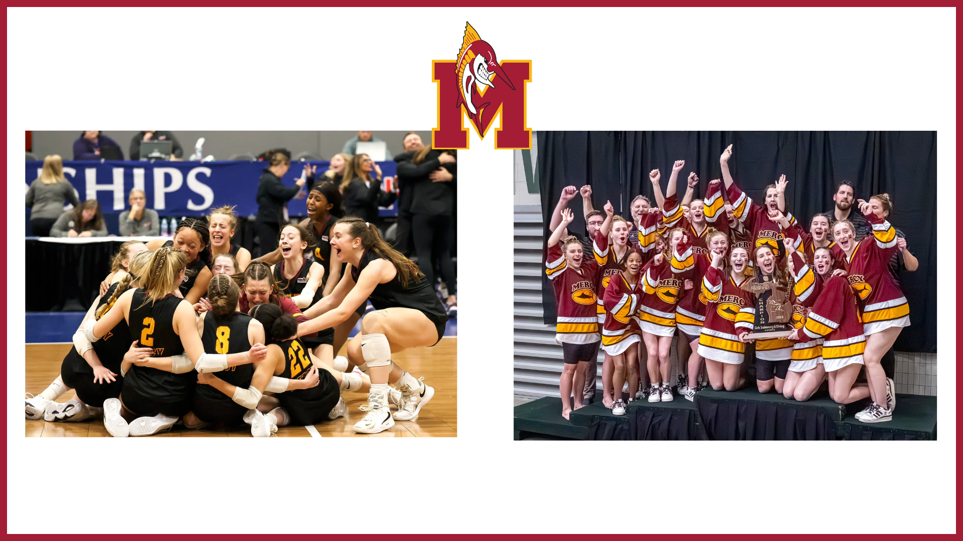 2025 Mercy Volleyball & Swim and Dive State Champions