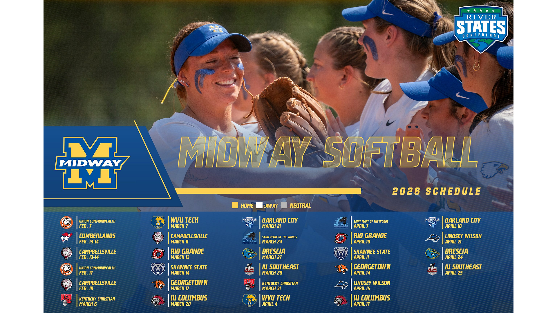 Modified softball schedule graphic