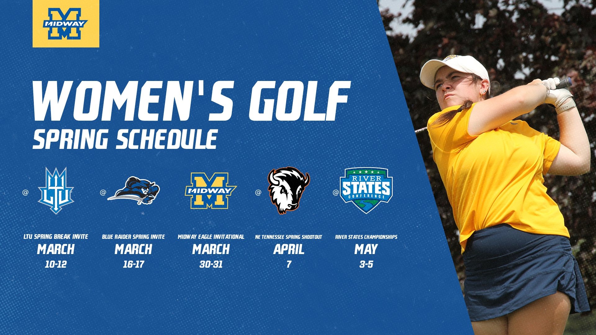 Women's golf schedule graphic