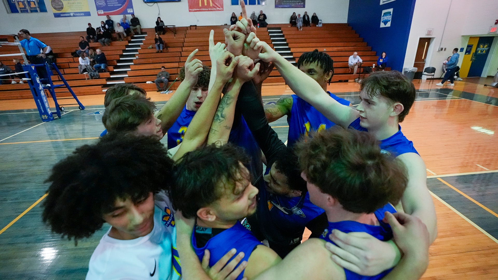 Midway Men's Volleyball team huddle breakdown re website (2024-25)