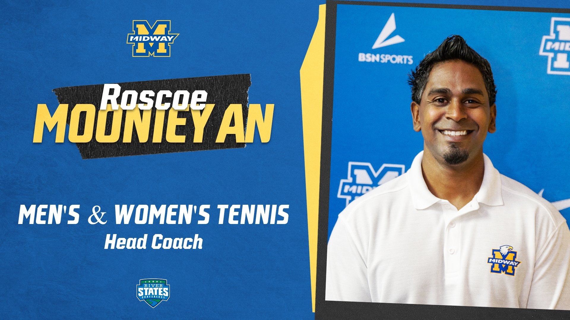 Roscoe Moonieyan Tennis coach new hire graphic