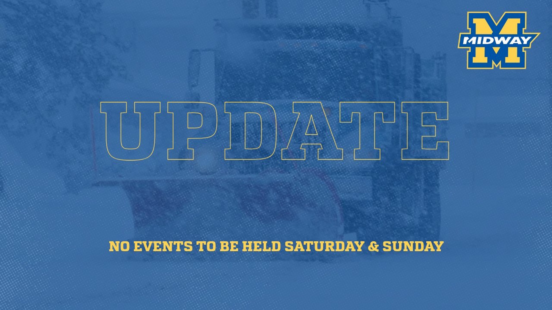 Weekend event cancelation graphic