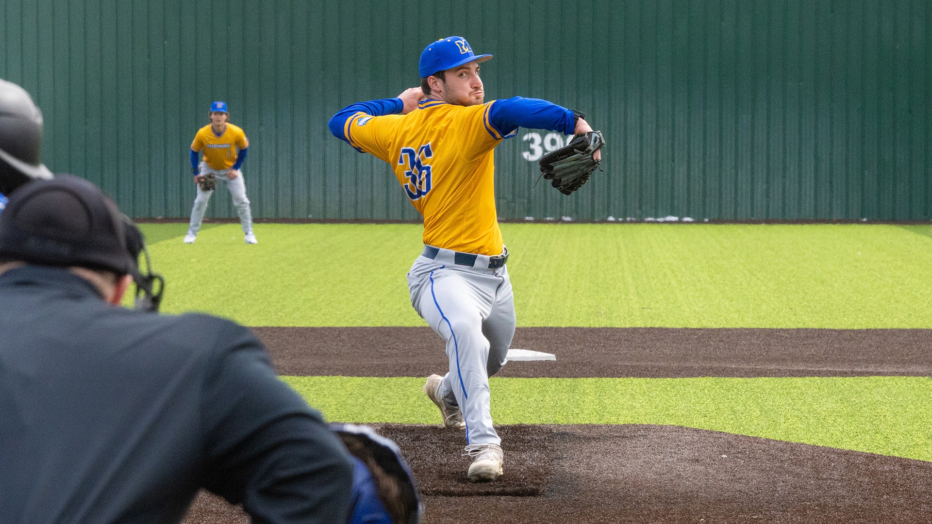 Tyler Pyles pitching photo for WVU Tech recap (April 23, 2026)