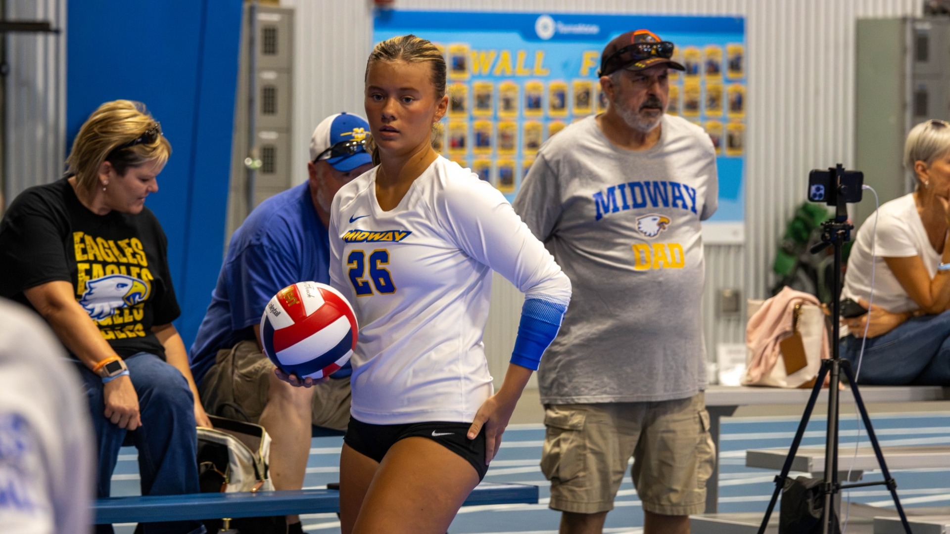 Mayme Powell Sets to Serve vs Huntington
