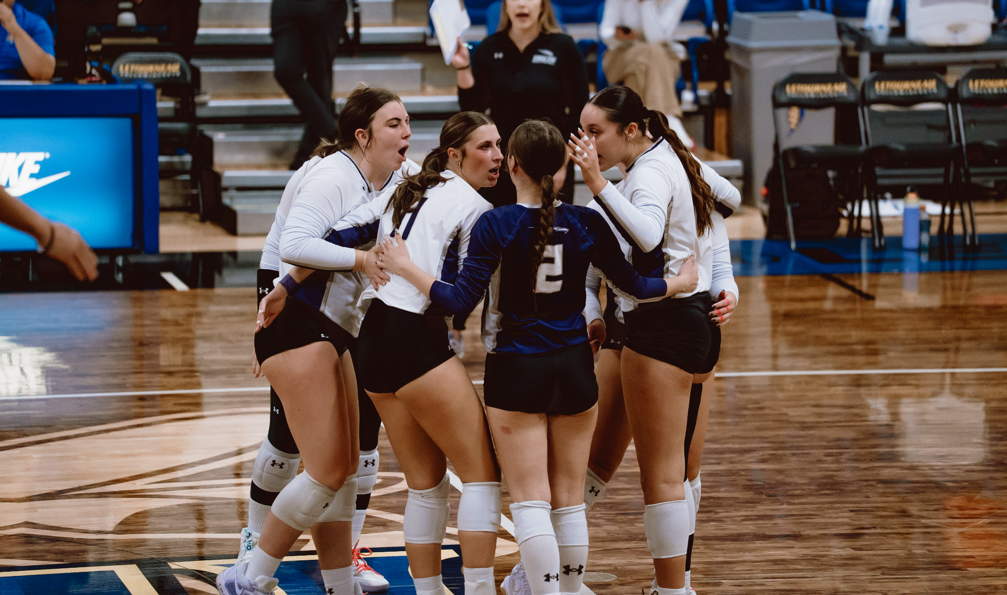 The Eagles celebrate a point.