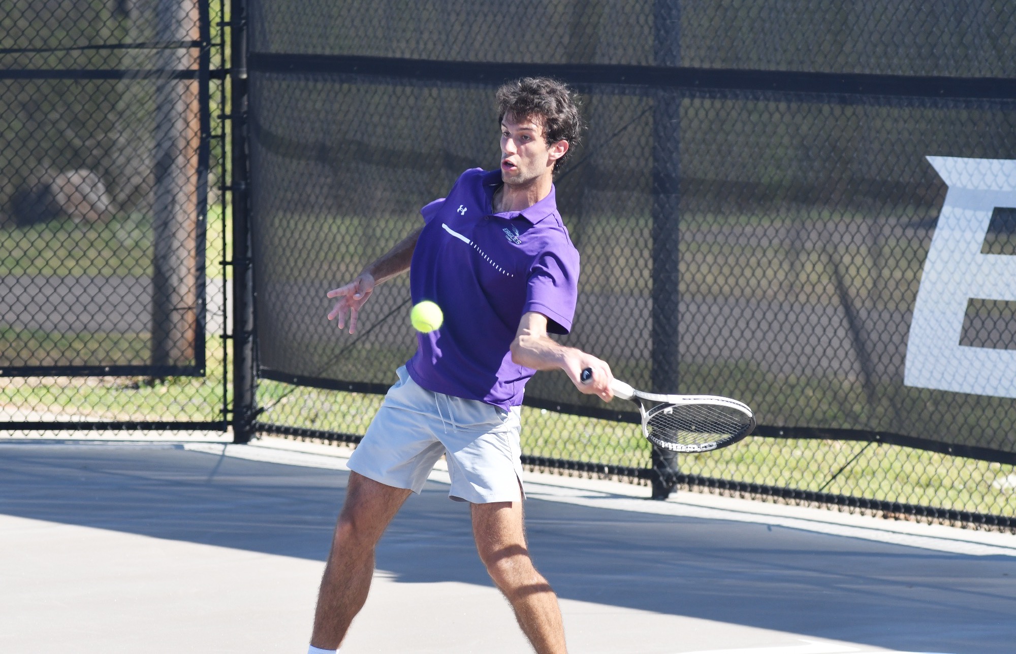 Sergio Munoz hits a ball against St. Thomas.