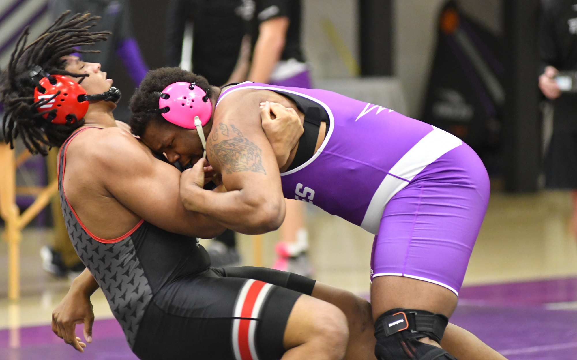 Ka'Ron Lewis destroys an opponent in a home match.