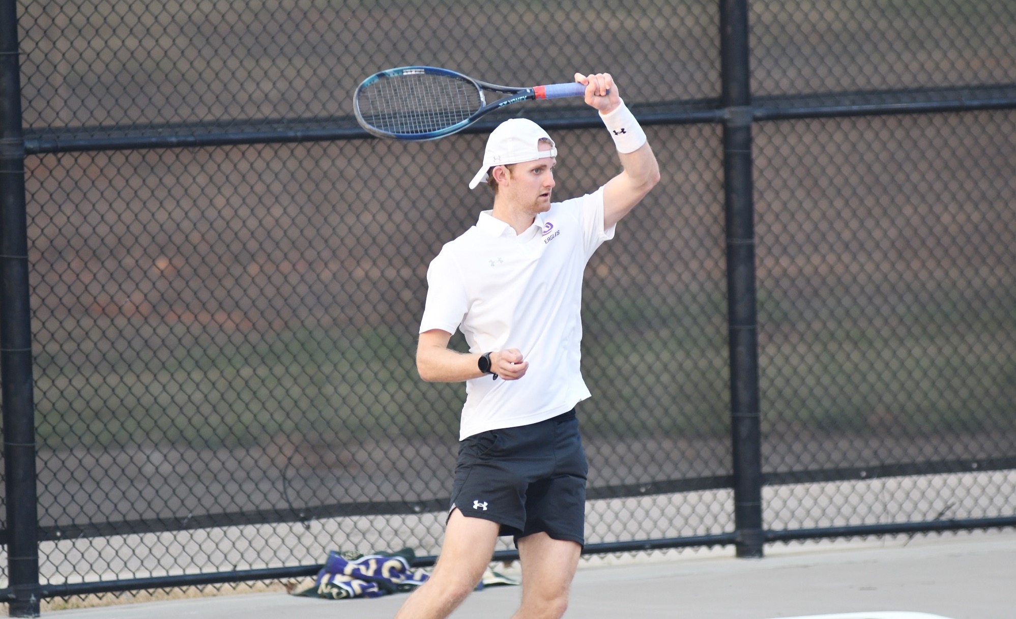 Perry Guidry returns a ball at Ozarks.