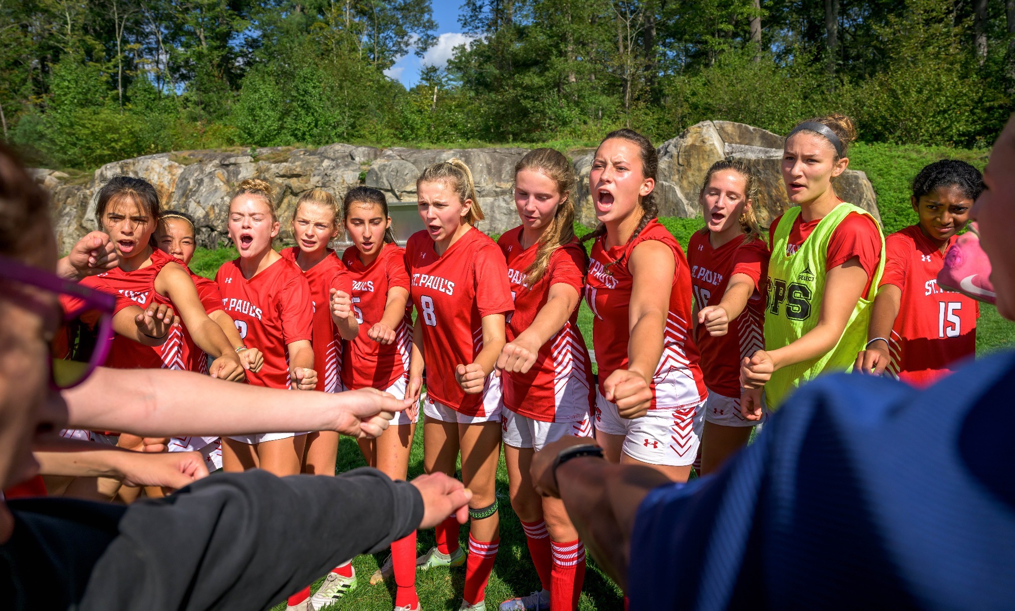 Girls V Soccer Huddle