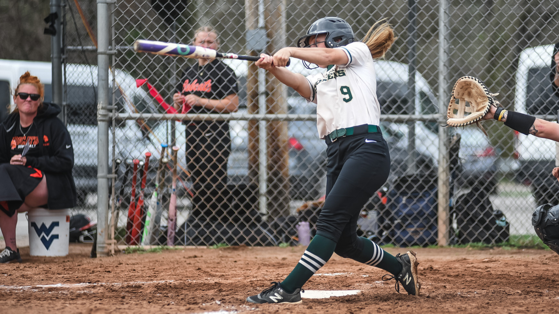 Arndt singles against Wesleyan