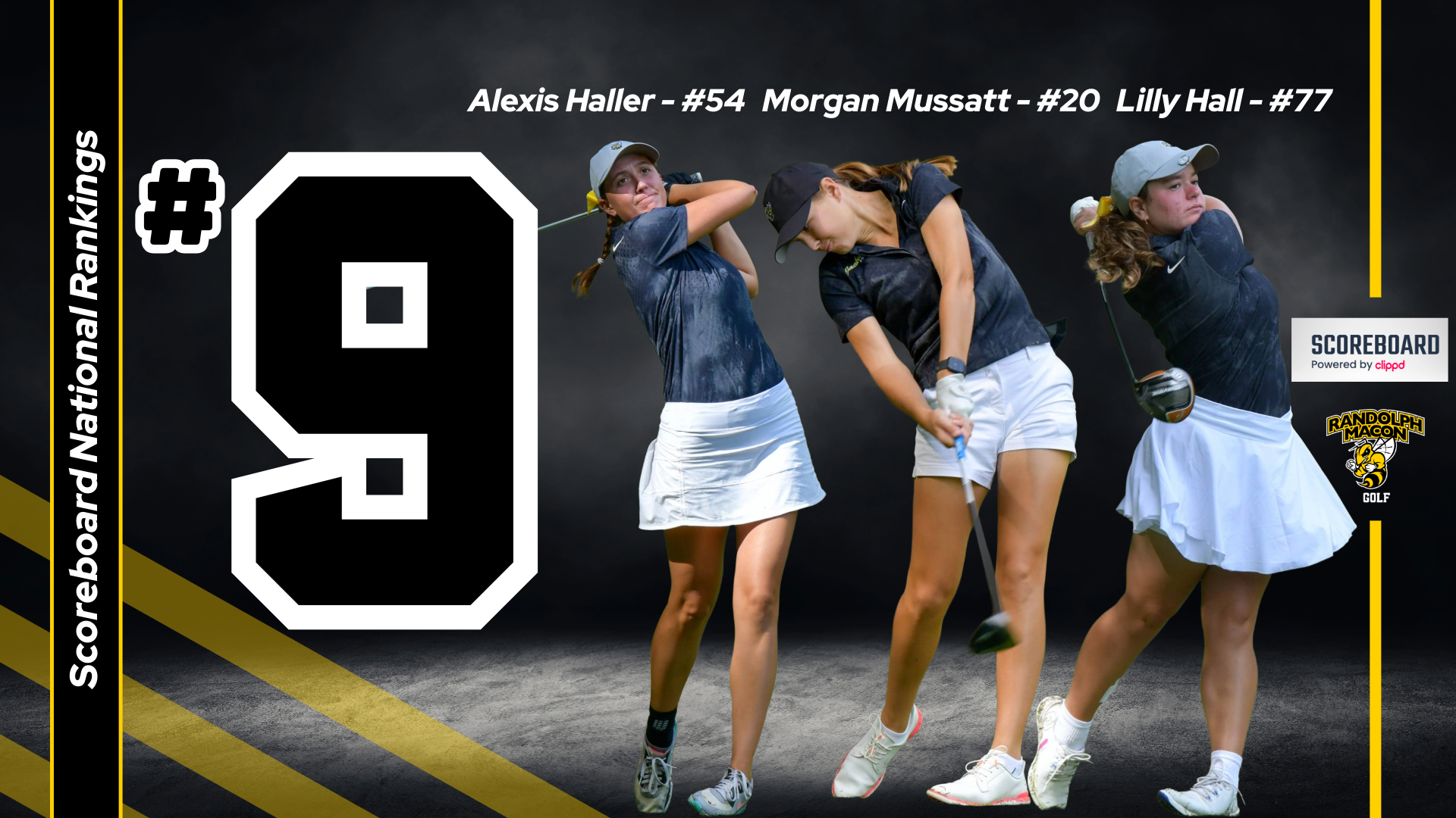 Women's Golf Ranked 9th in Scoreboard National Poll... Lilly Hall/Alexis Haller/Morgan Mussatt all pictured and ranked 