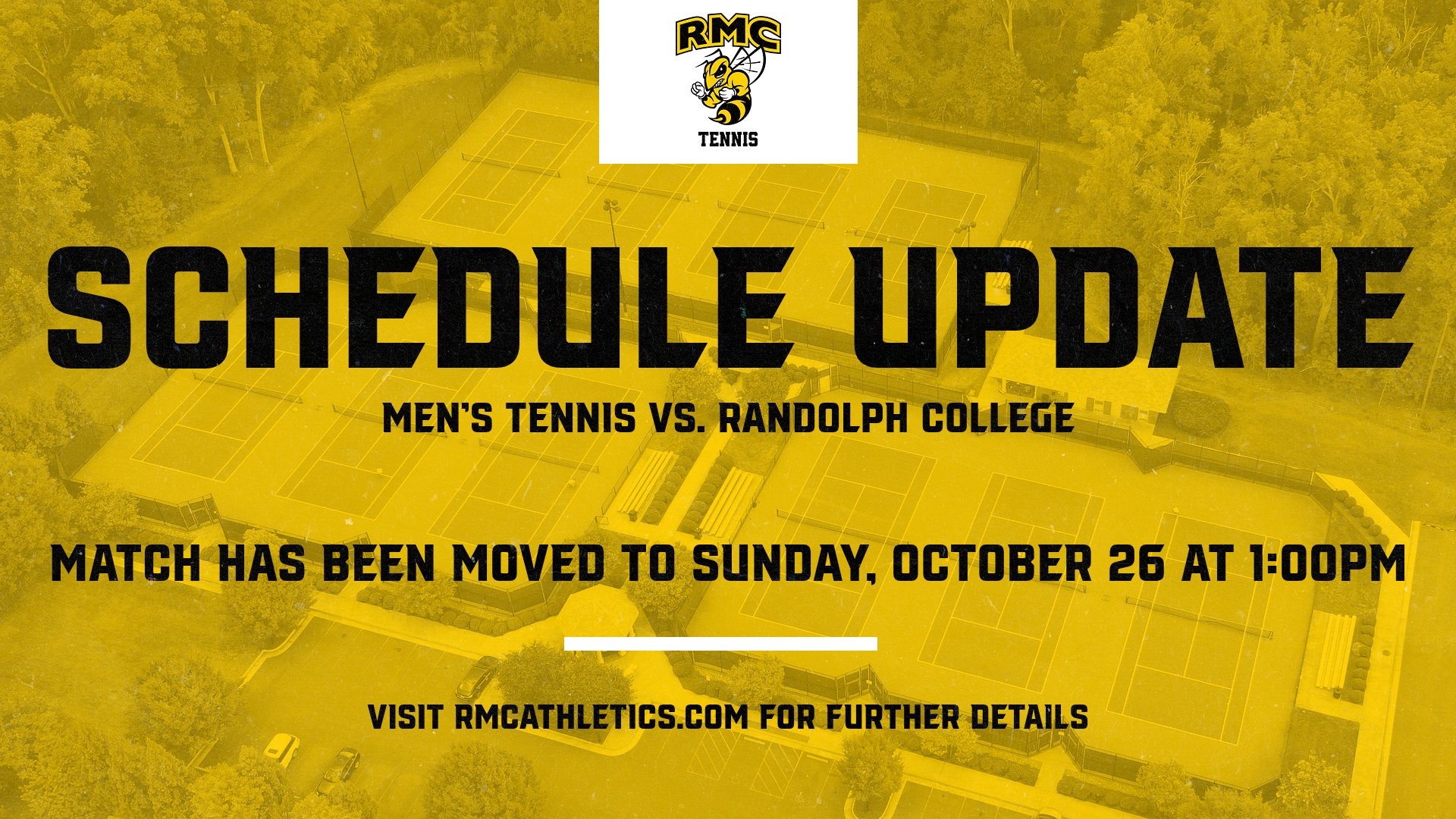 RMC Men;s tennis makeup match vs. Randolph graphic