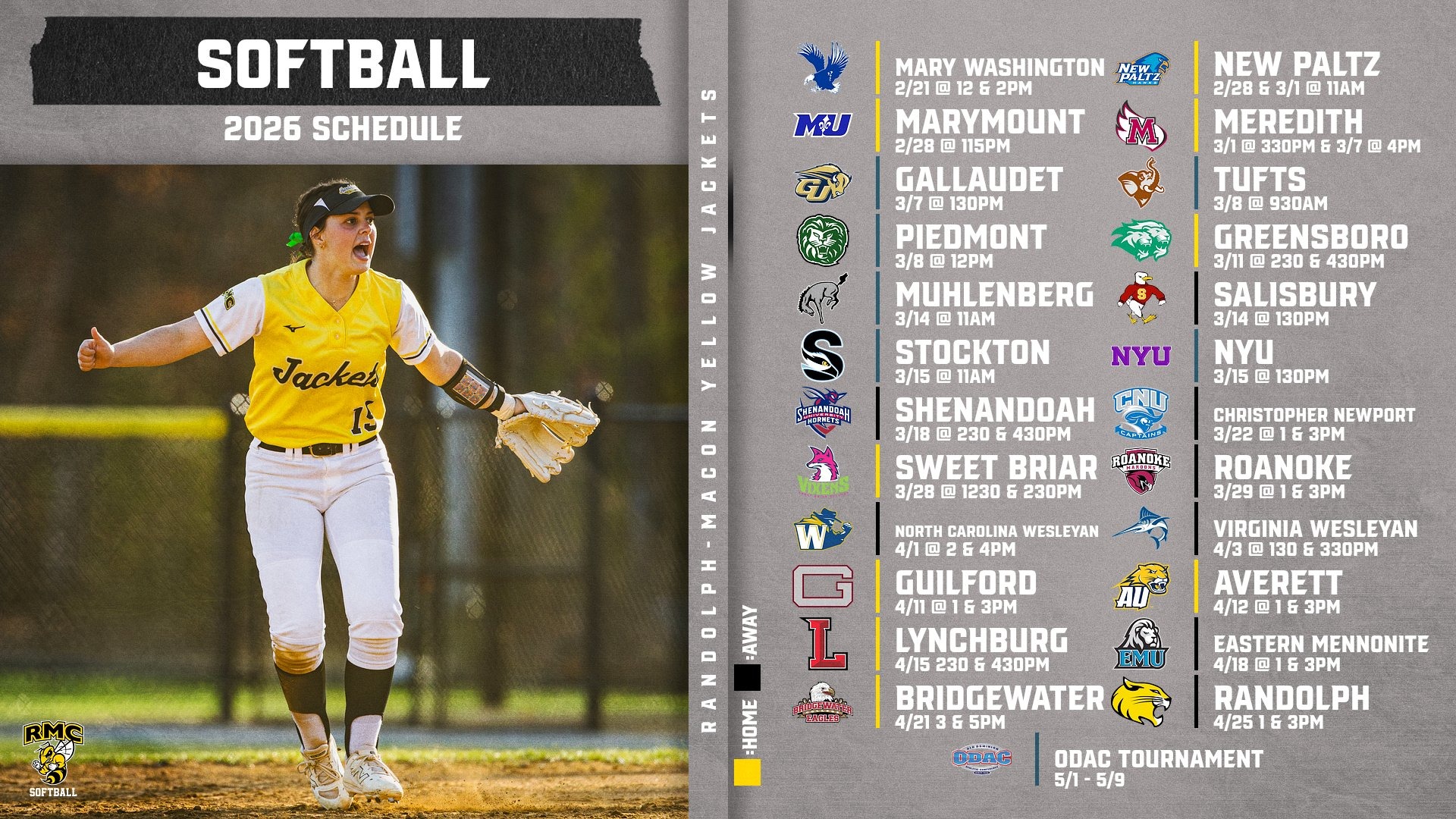 Softball 2026 Season Schedule (Tori Powell on Graphic)