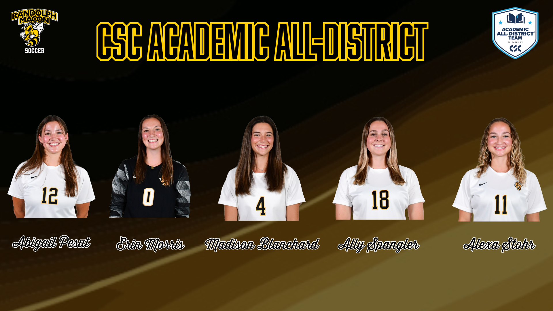 WSOC CSC Academic All-District Team
