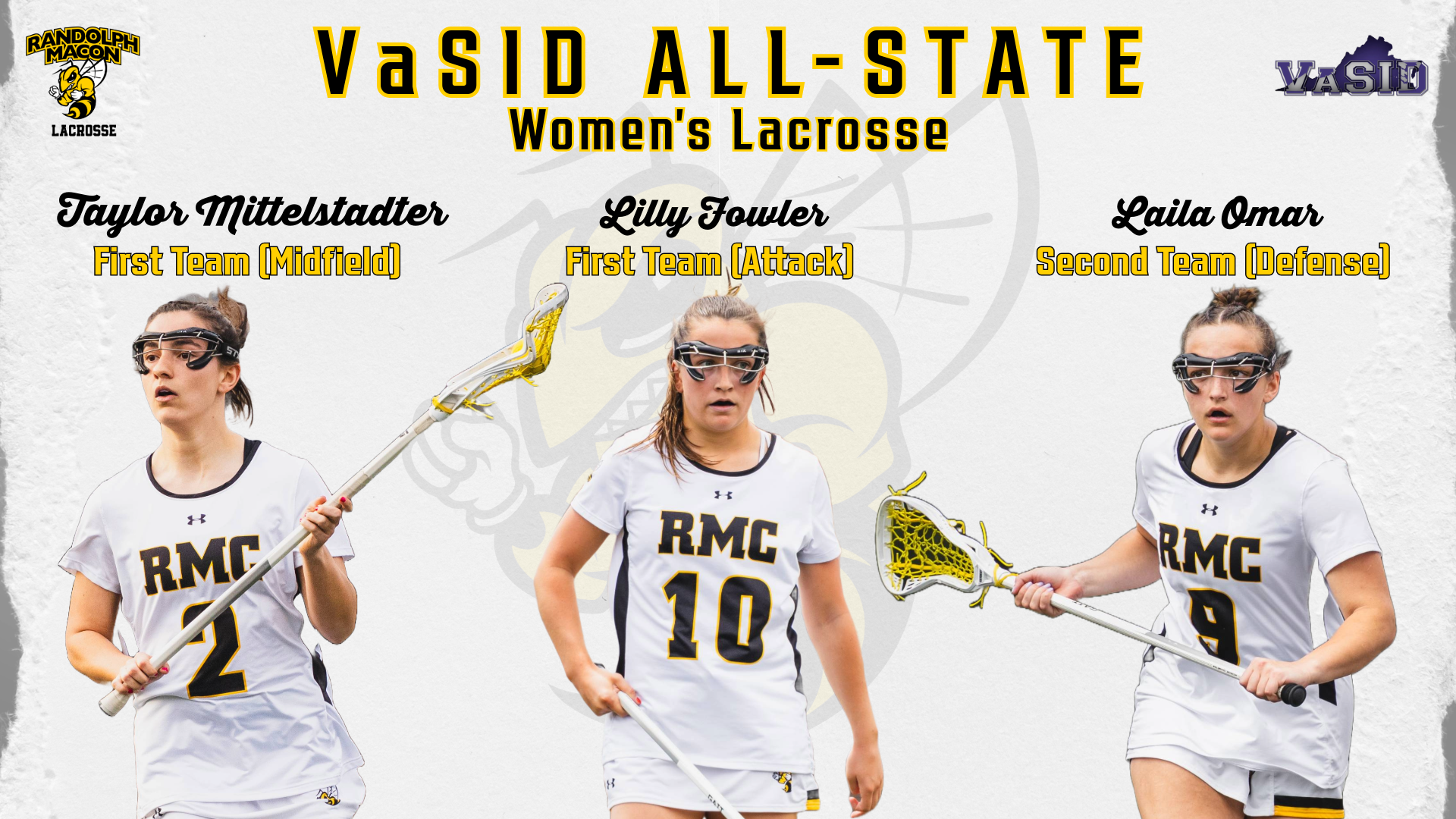 Women's Lacrosse VaSID Release 2025... Three Players Named on the Graphic