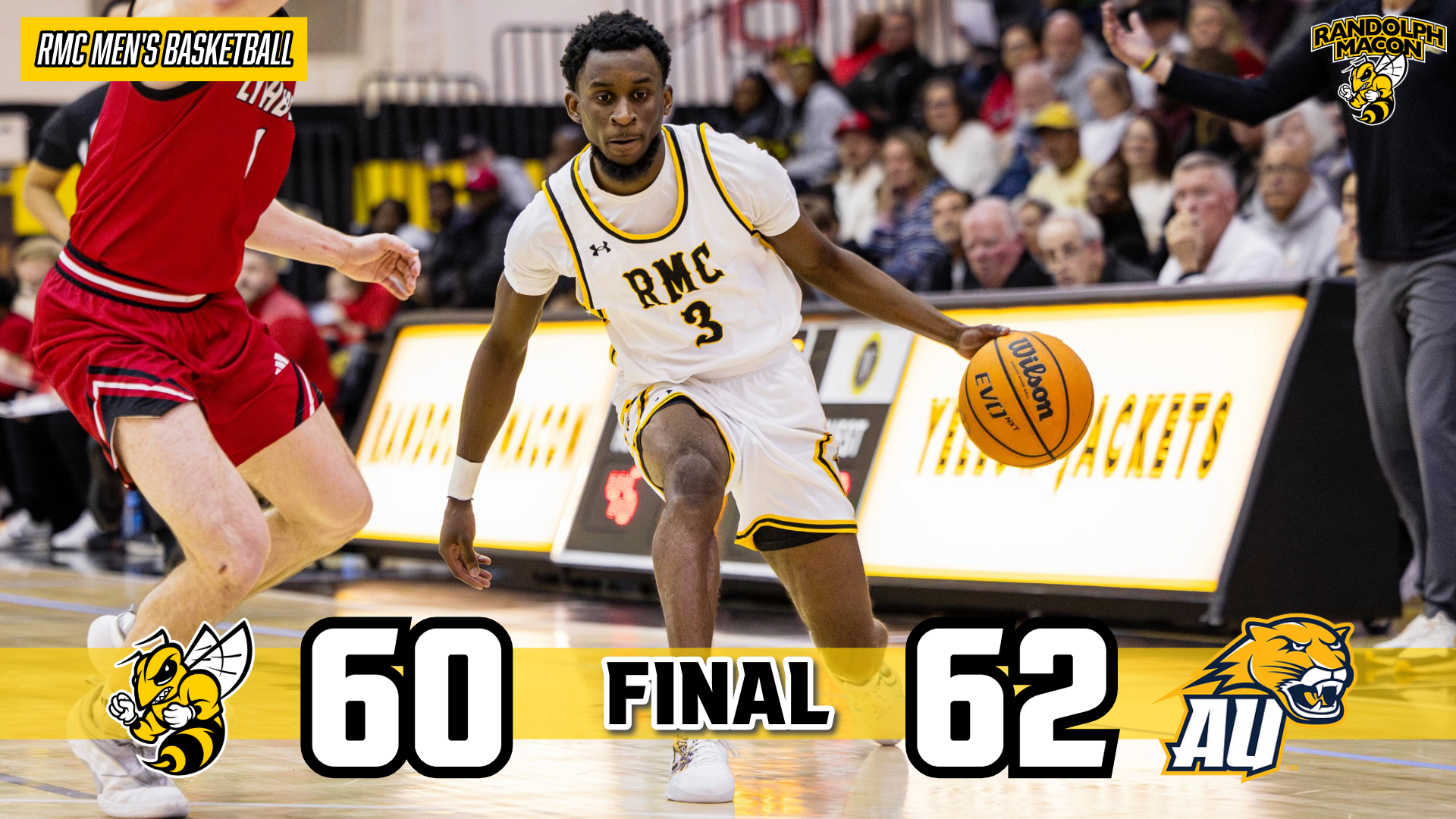 RMC Men's Hoops Falls at Averett by a Score of 62-60 with Jabril Robinson on Cover