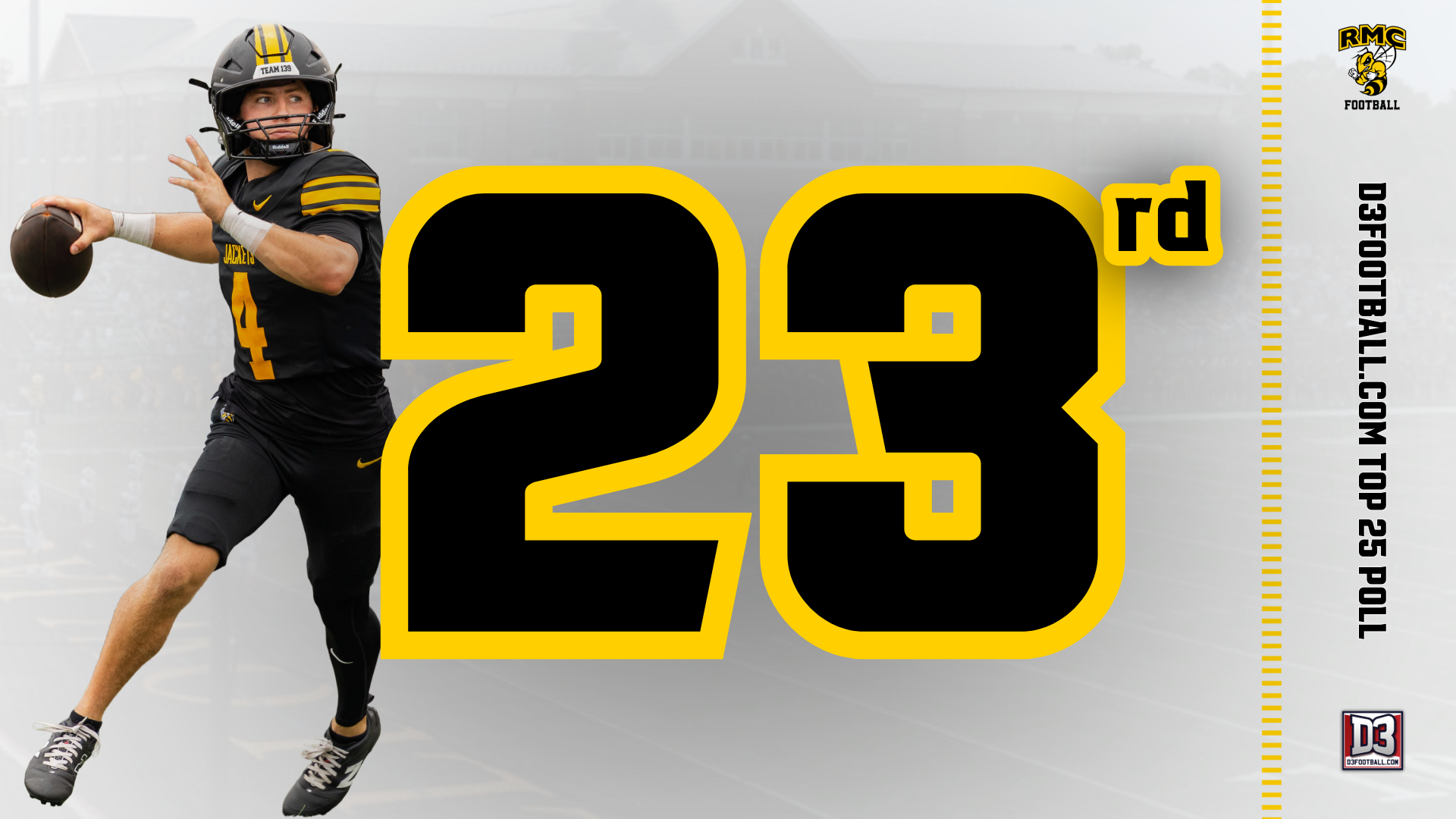 Football Ranked #23 in D3football.com poll (Jake Mulhern featured)
