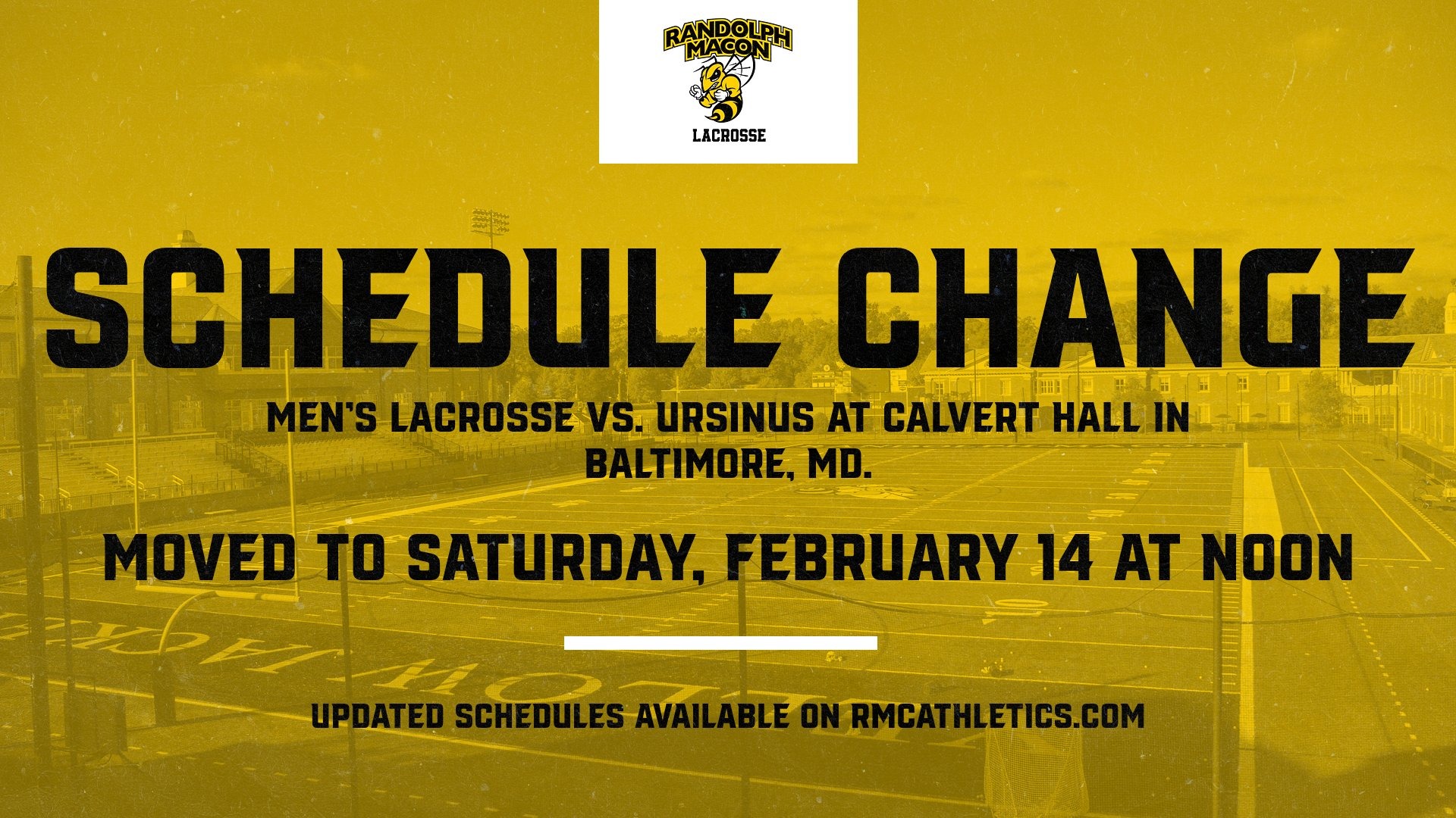 MLAX Schedule Change vs. Ursinus...Saturday, February 14.