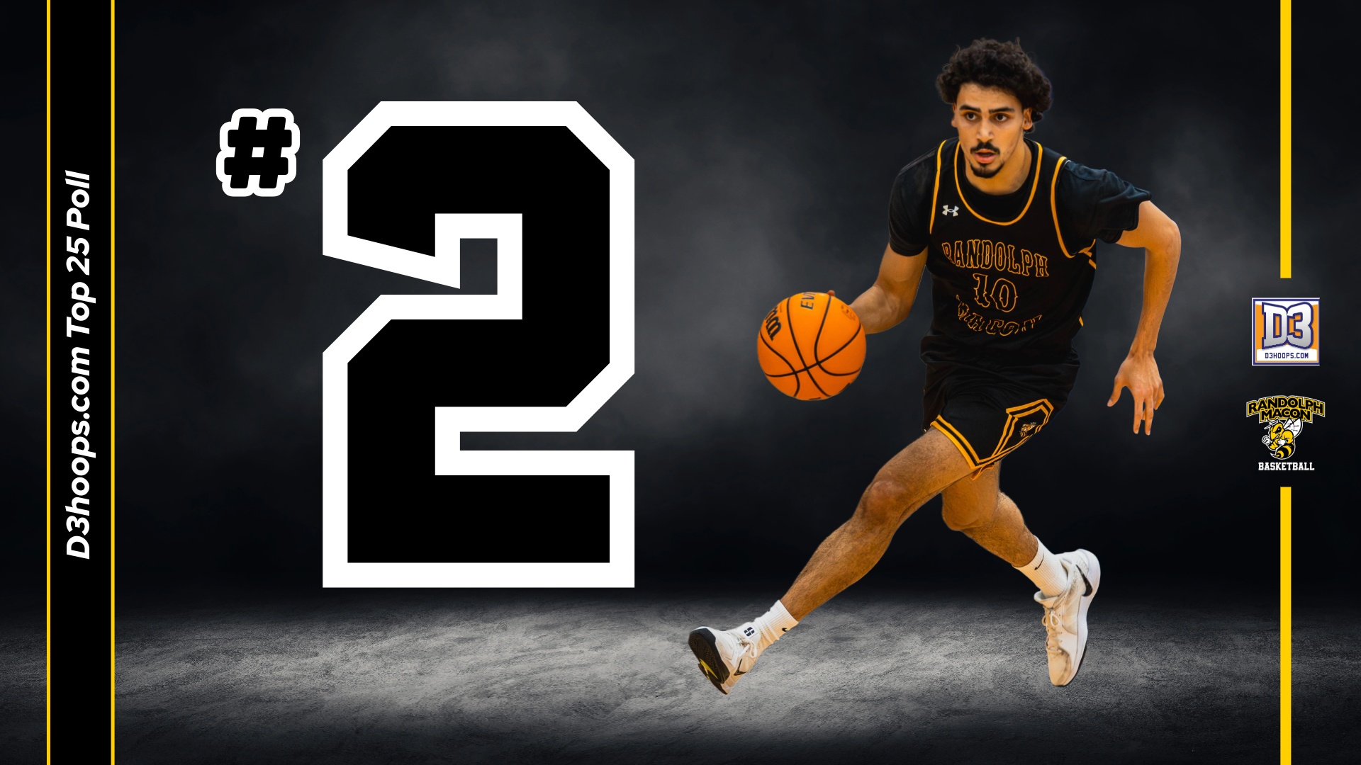 MBB Ranked #2 in D3hoops.com Poll with Amr Areikat on Graphic in all black