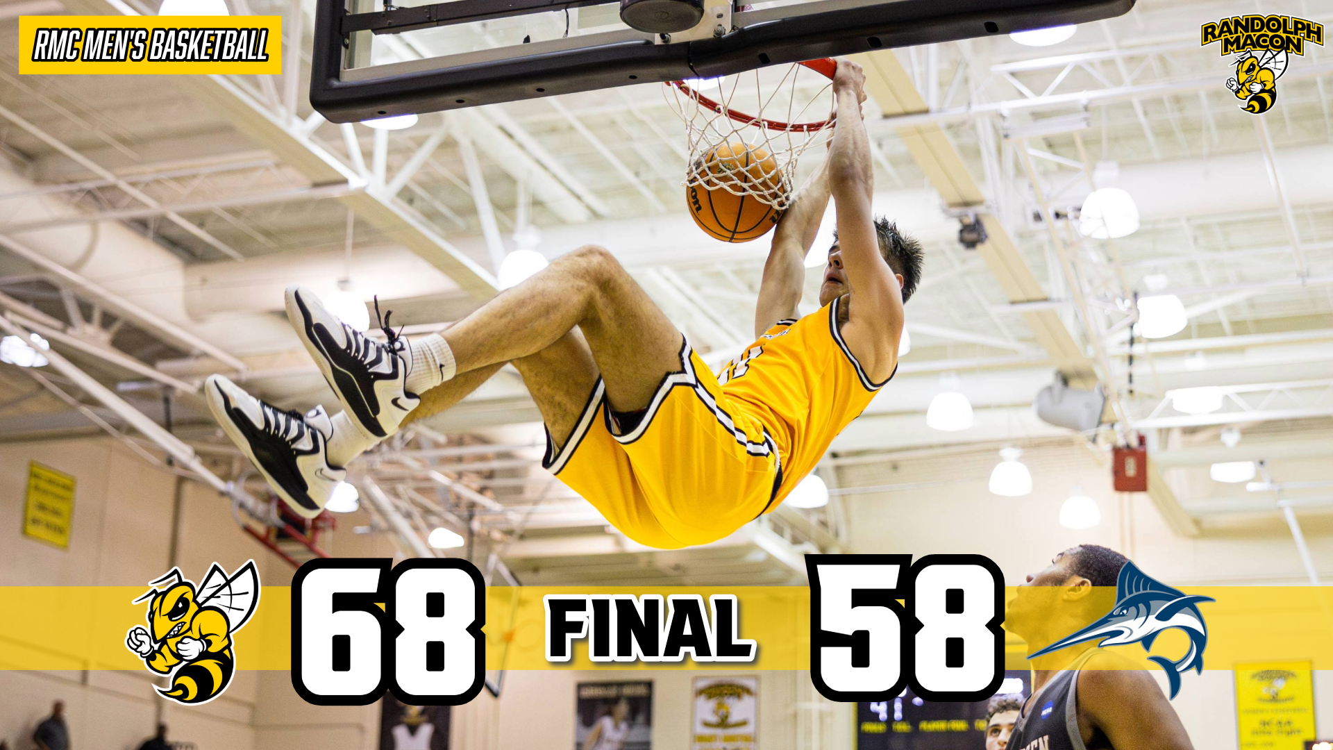 MBB Defeats VWU by a score of 68-58 with Ty Showalter on Graphic in all yellow
