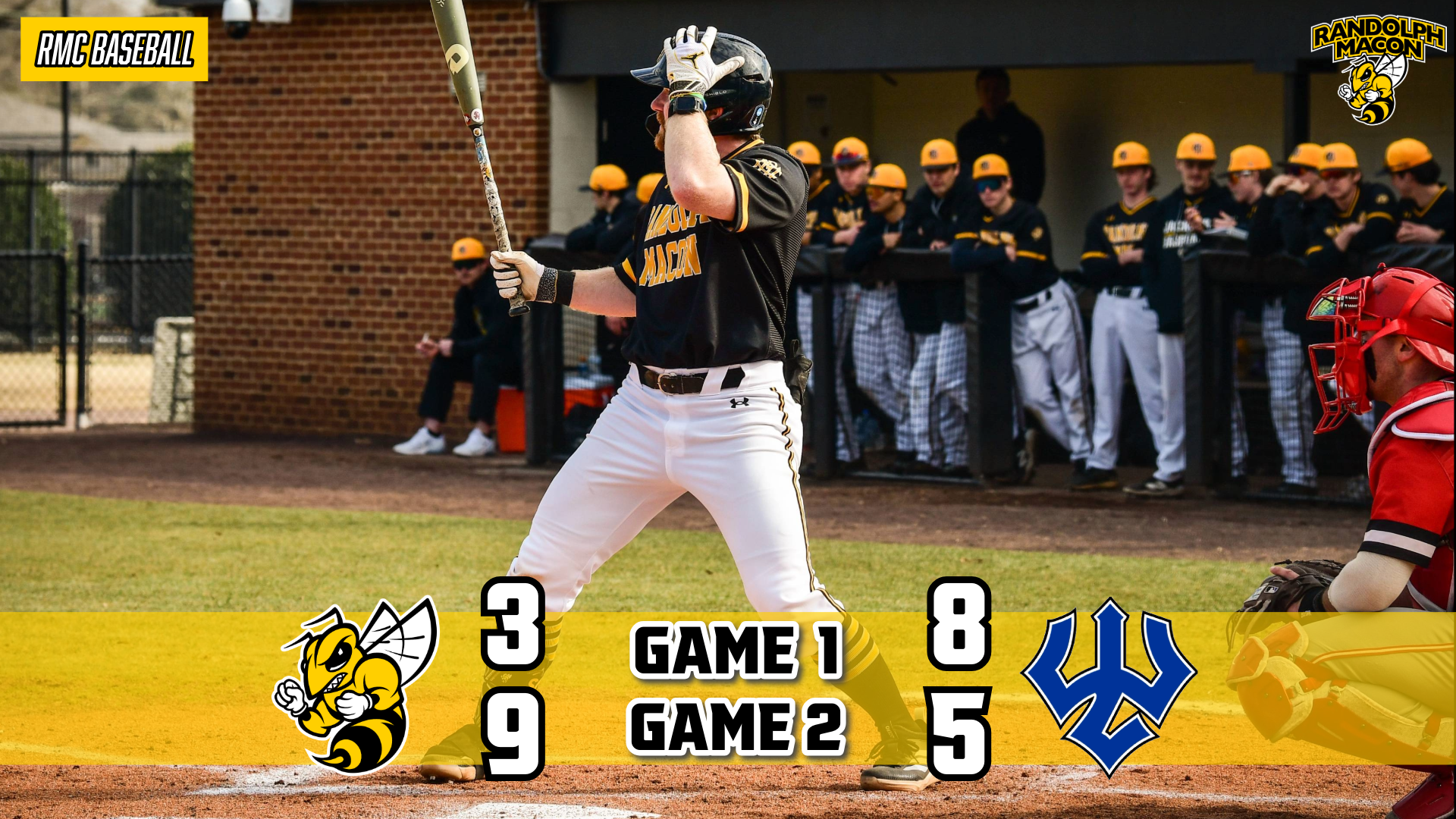 Final score graphic with Carter Schmitt batting