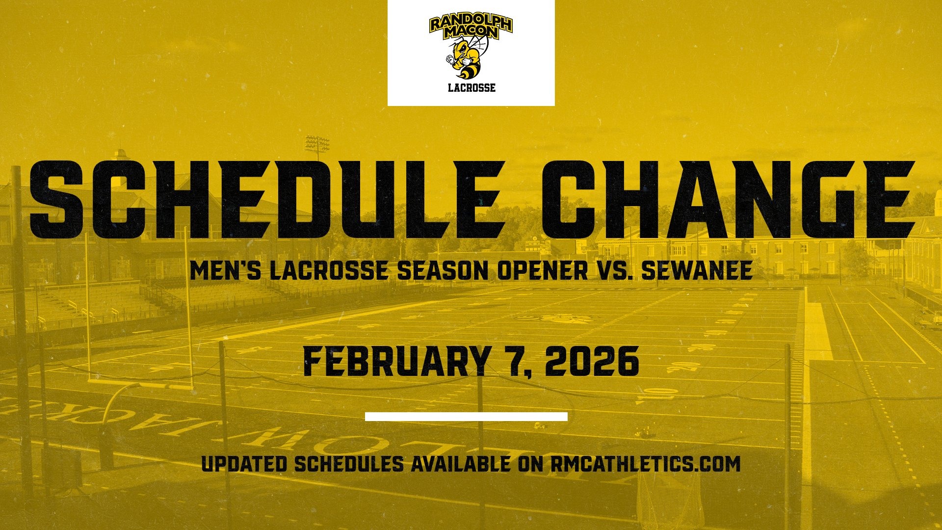 MLAX Season Opener Change...Saturday, February 7 to Sunday, February 8