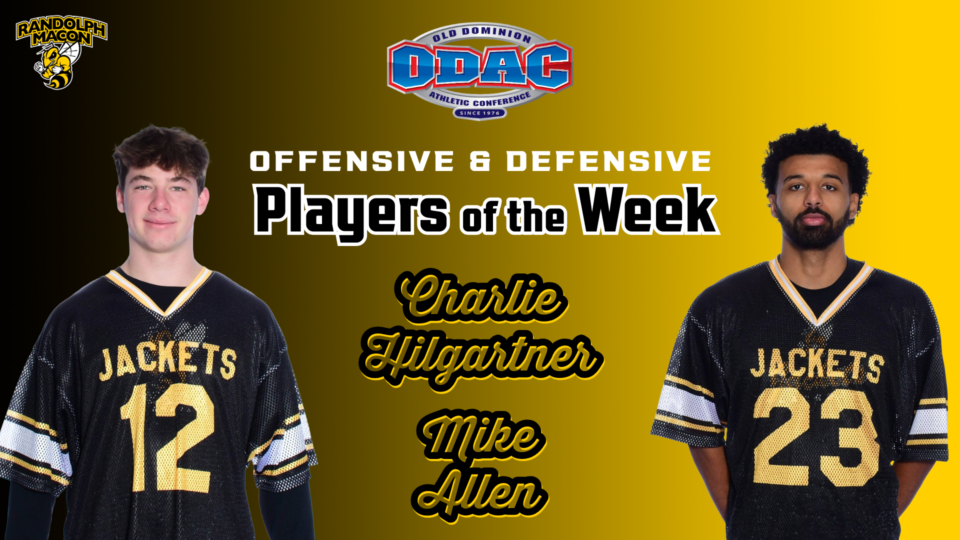 Charlie Hilgartner and Mike Allen Named Offensive and Defensive Player of the Week