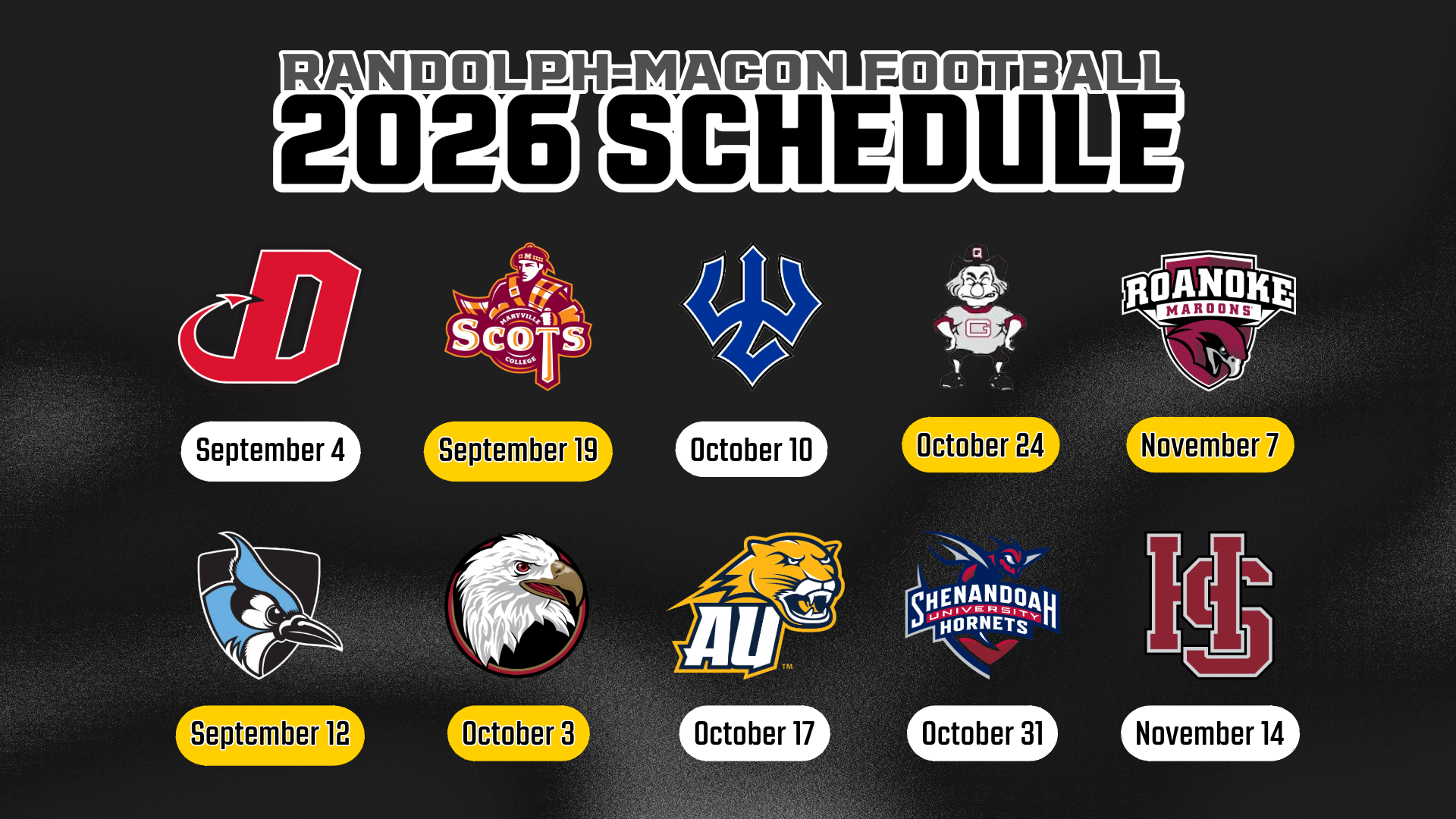 RMC Football Schedule 2026