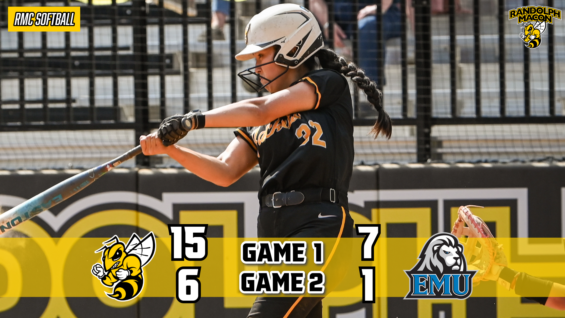 Softball Sweeps EMU with Kat Brabson on Graphic 