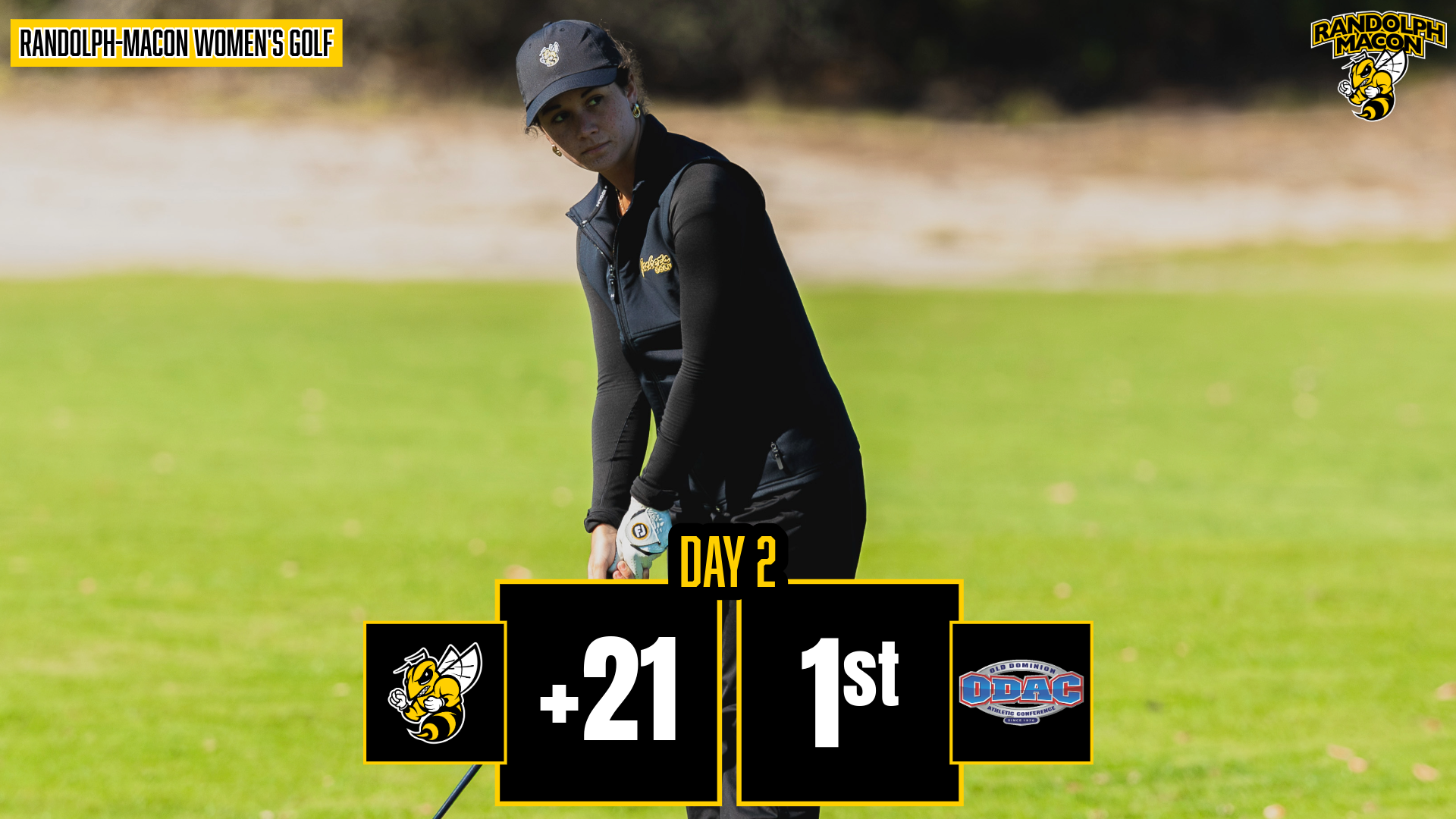 Women's Golf Leads the ODAC Championships in Round Two with Grace Anne Haggerty on Graphic