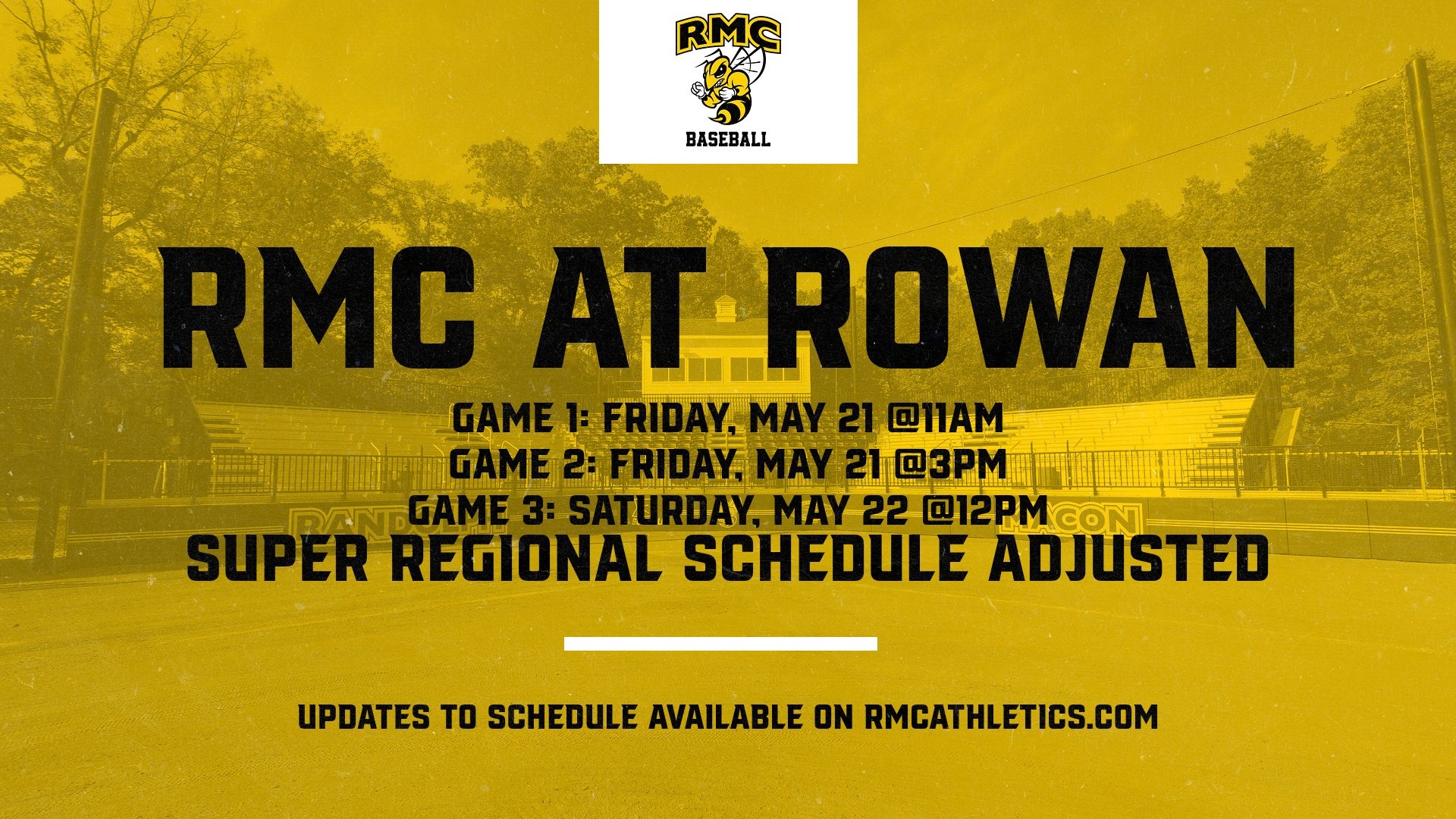 RMC Baseball at Rowan Schedule Adjustment