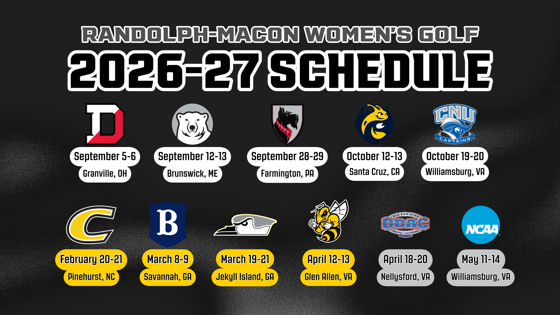 RMC Women's Golf 2026-27 Schedule