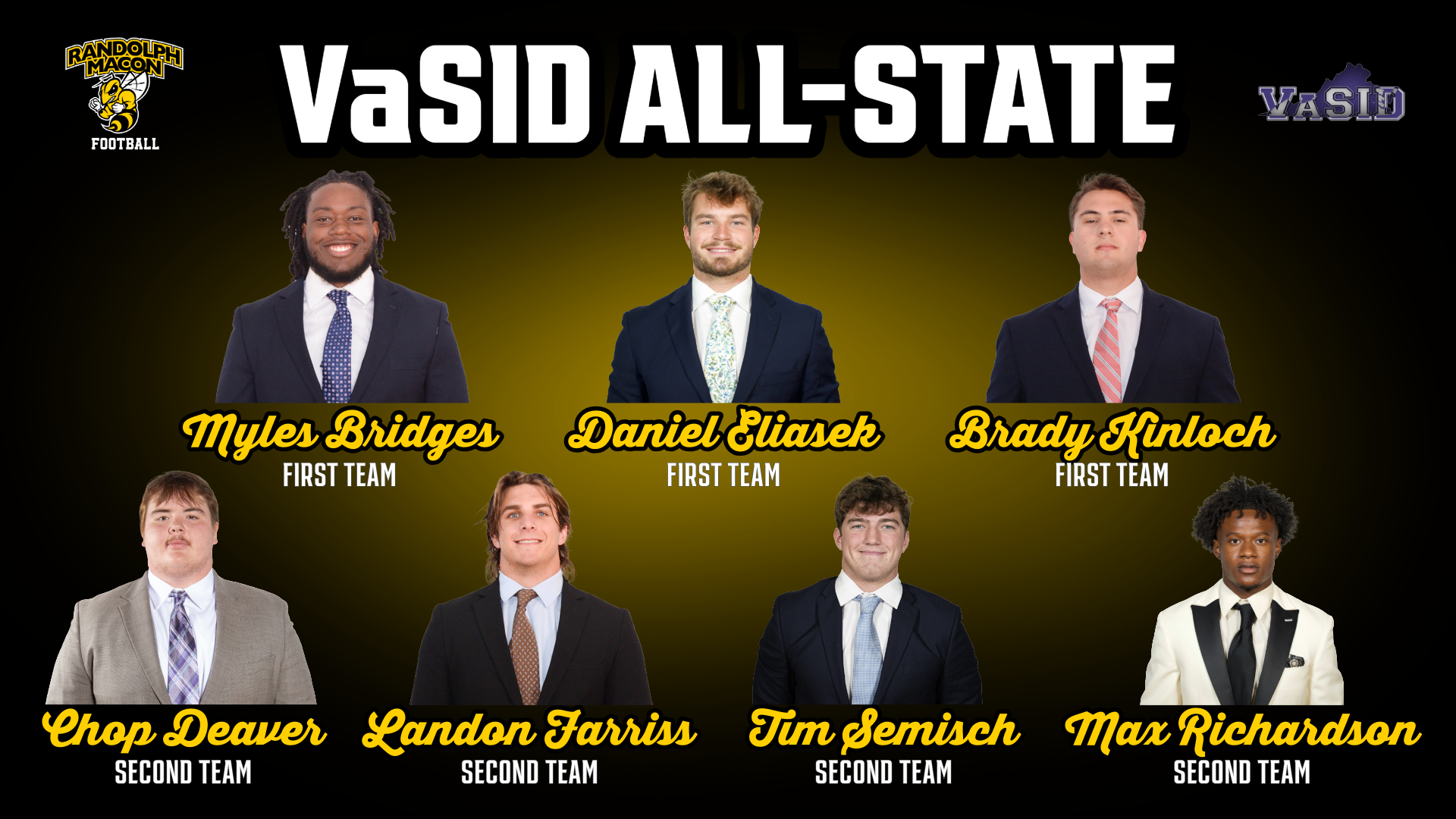 VaSID All-State List for Football (Headshots)