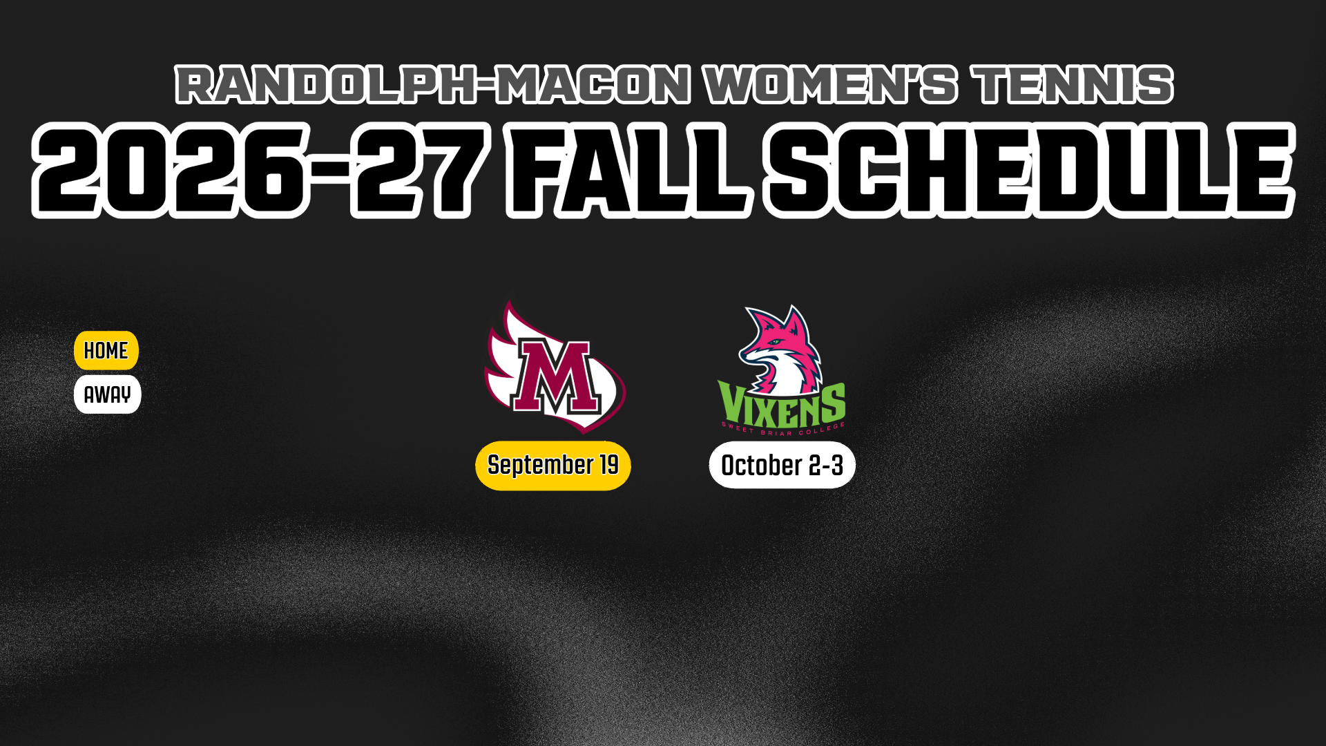 RMC Women's Tennis Fall Slate