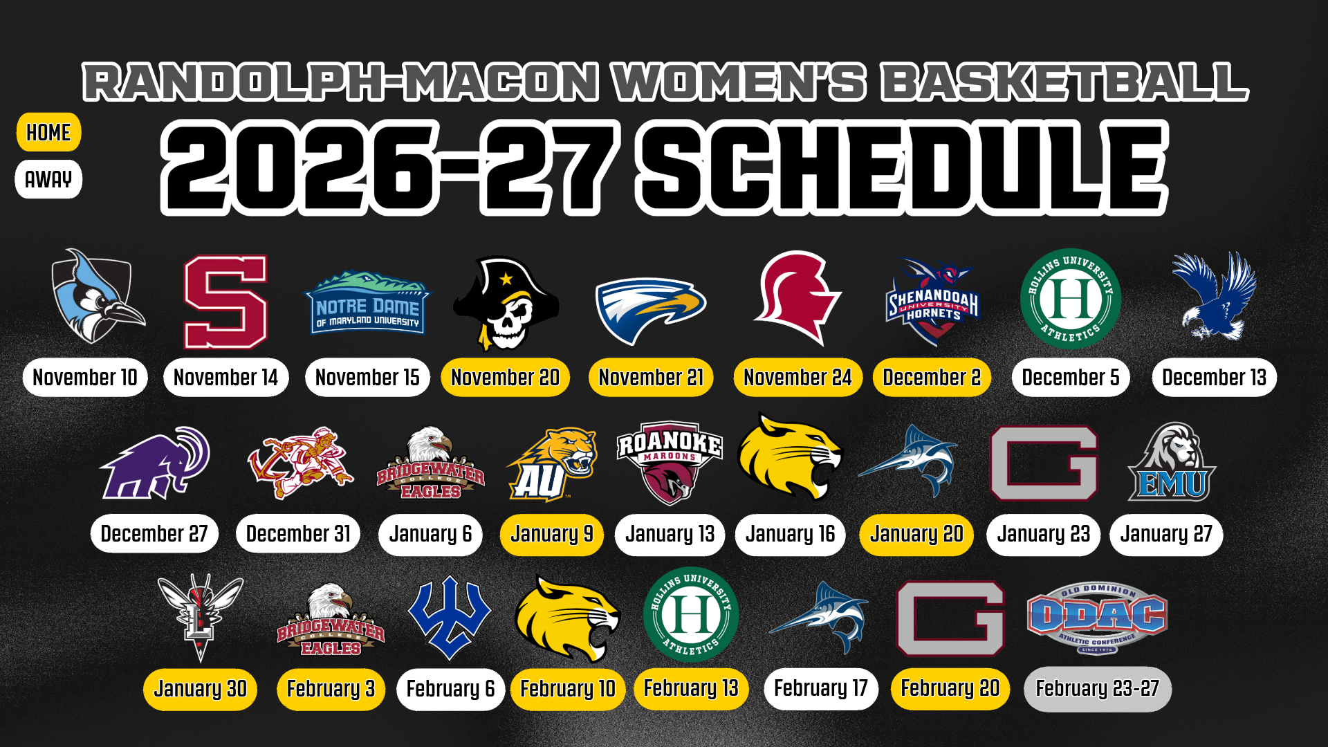 RMC Updated 2026-27 WBB Schedule 